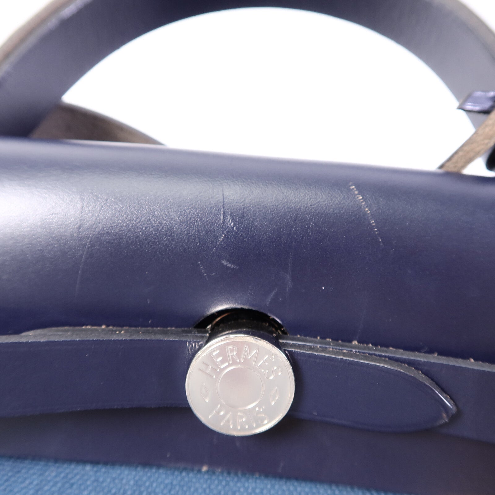 HERMES 帆布Herbag PM手挽肩背兩用袋Ocean Blue/Blue Indi