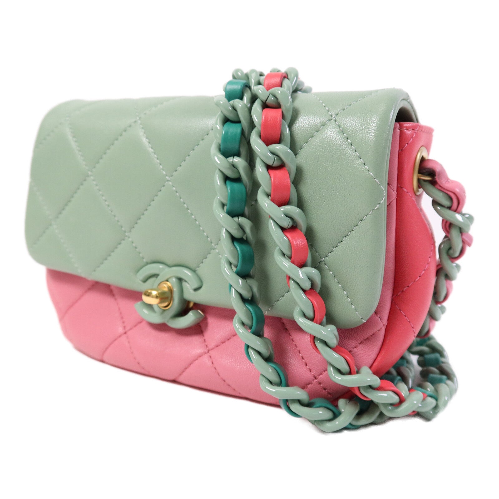 CHANEL 羊皮皮革Colourblock Mini Bag肩背袋