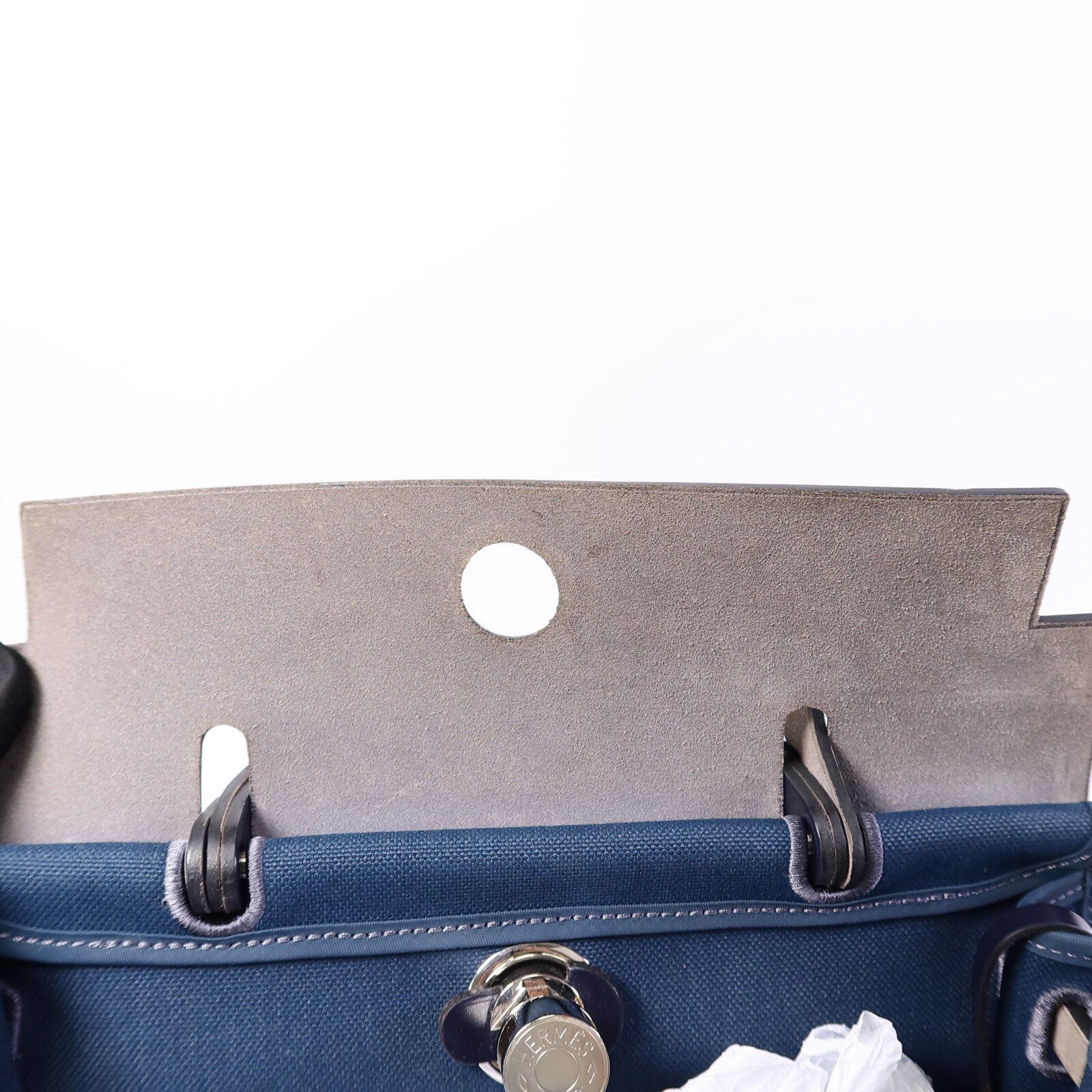 HERMES 帆布Herbag PM手挽肩背兩用袋Ocean Blue/Blue Indi