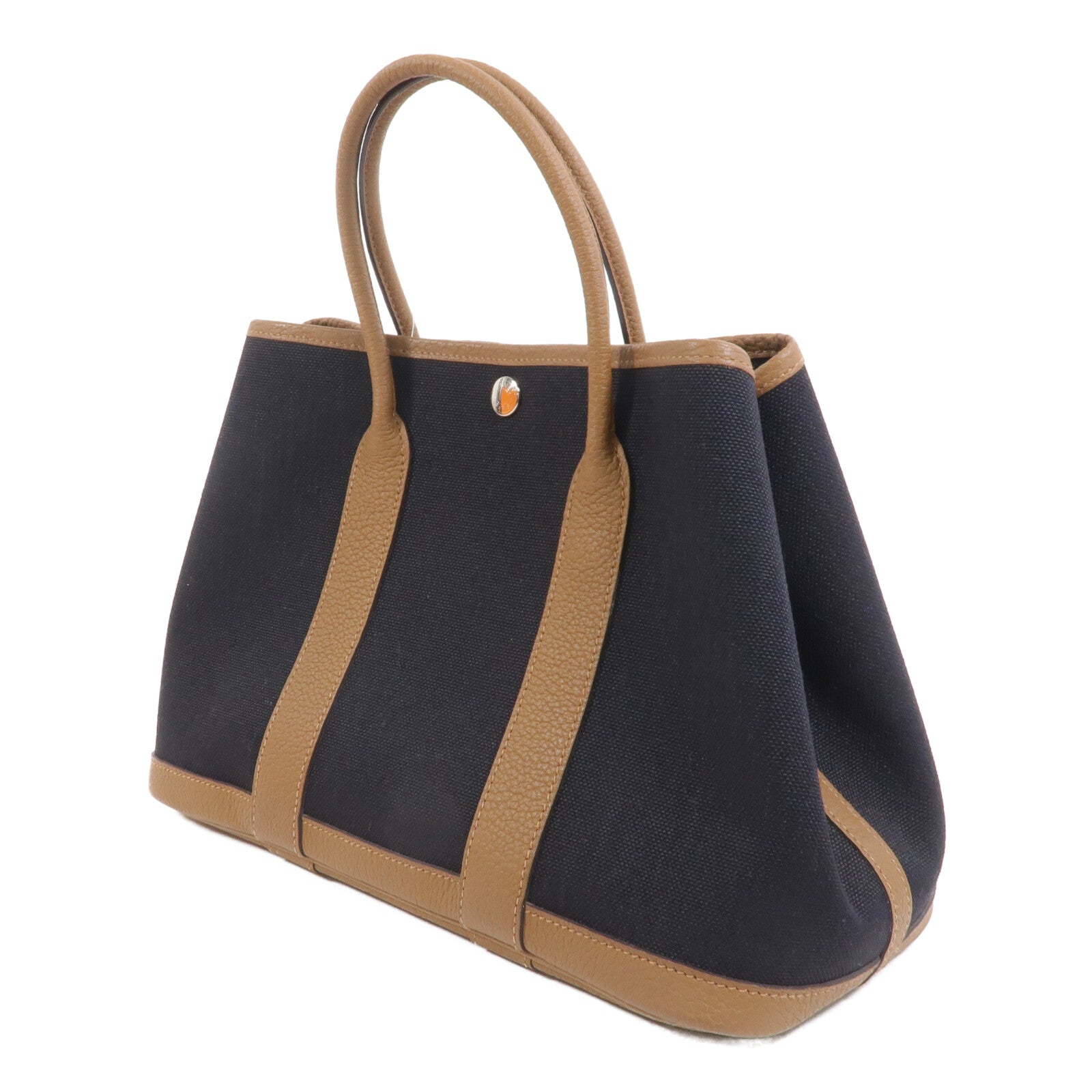 HERMES 帆布Garden Party TPM手挽袋Noir/Alezan