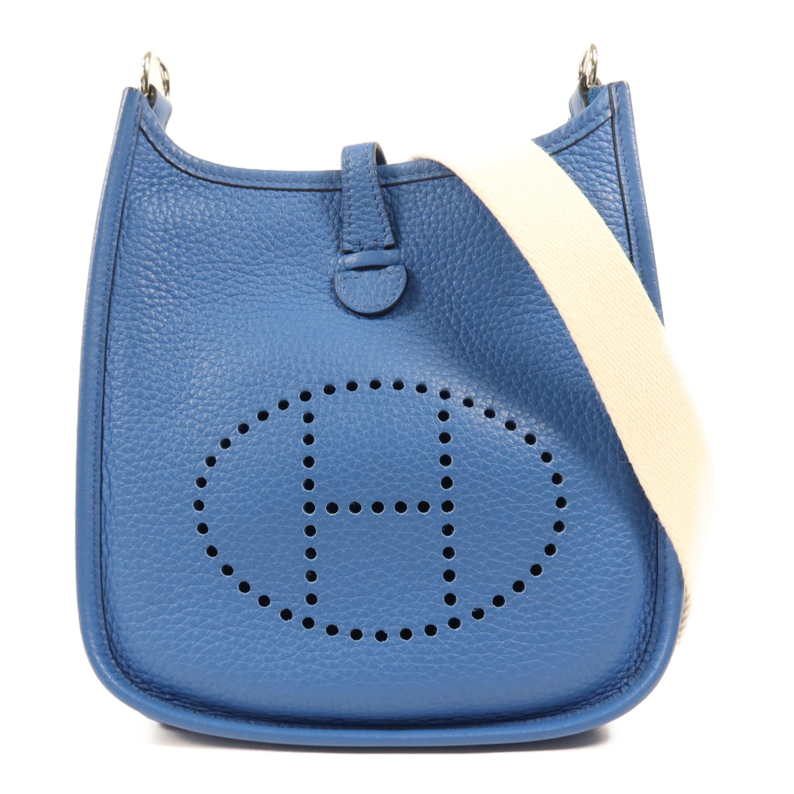 HERMES Clemence皮革Evelyne TPM銀扣肩背袋Mykonos