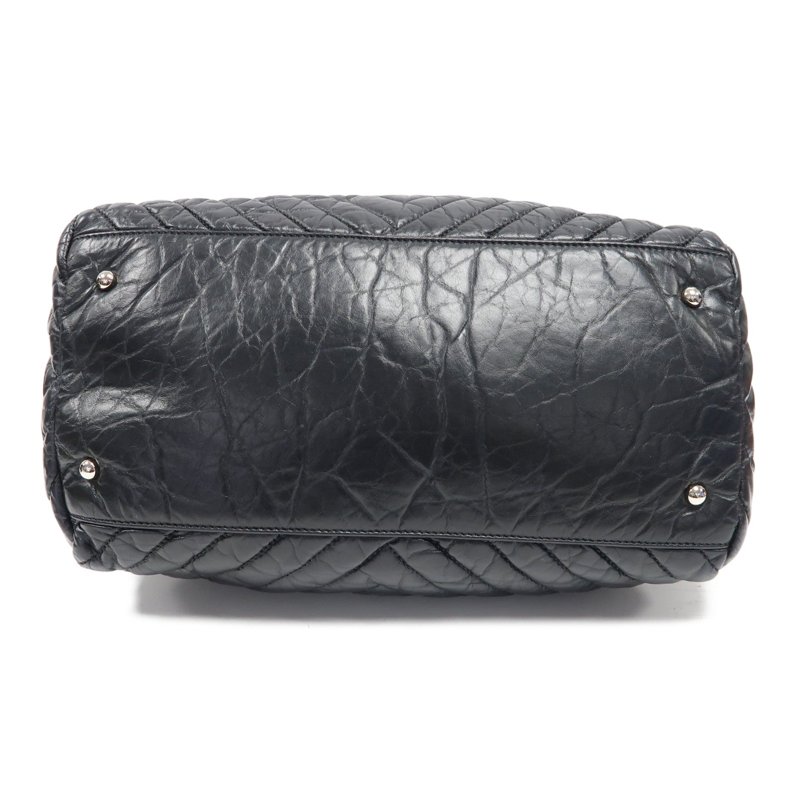CHANEL 斜紋牛皮皮革Shoulder Bag銀扣手挽肩背兩用袋黑色