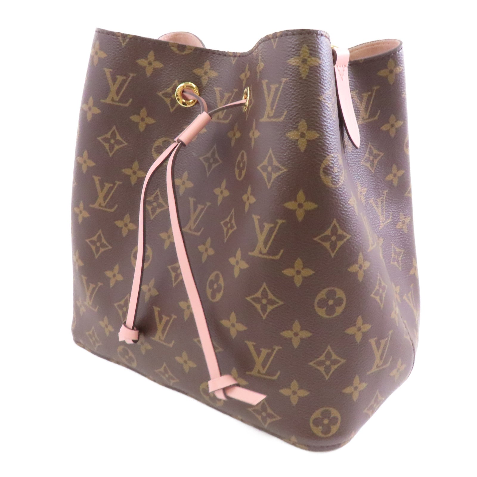 LOUIS VUITTON Monogram Neo Noe金扣手挽肩背兩用袋棕色/粉紅色
