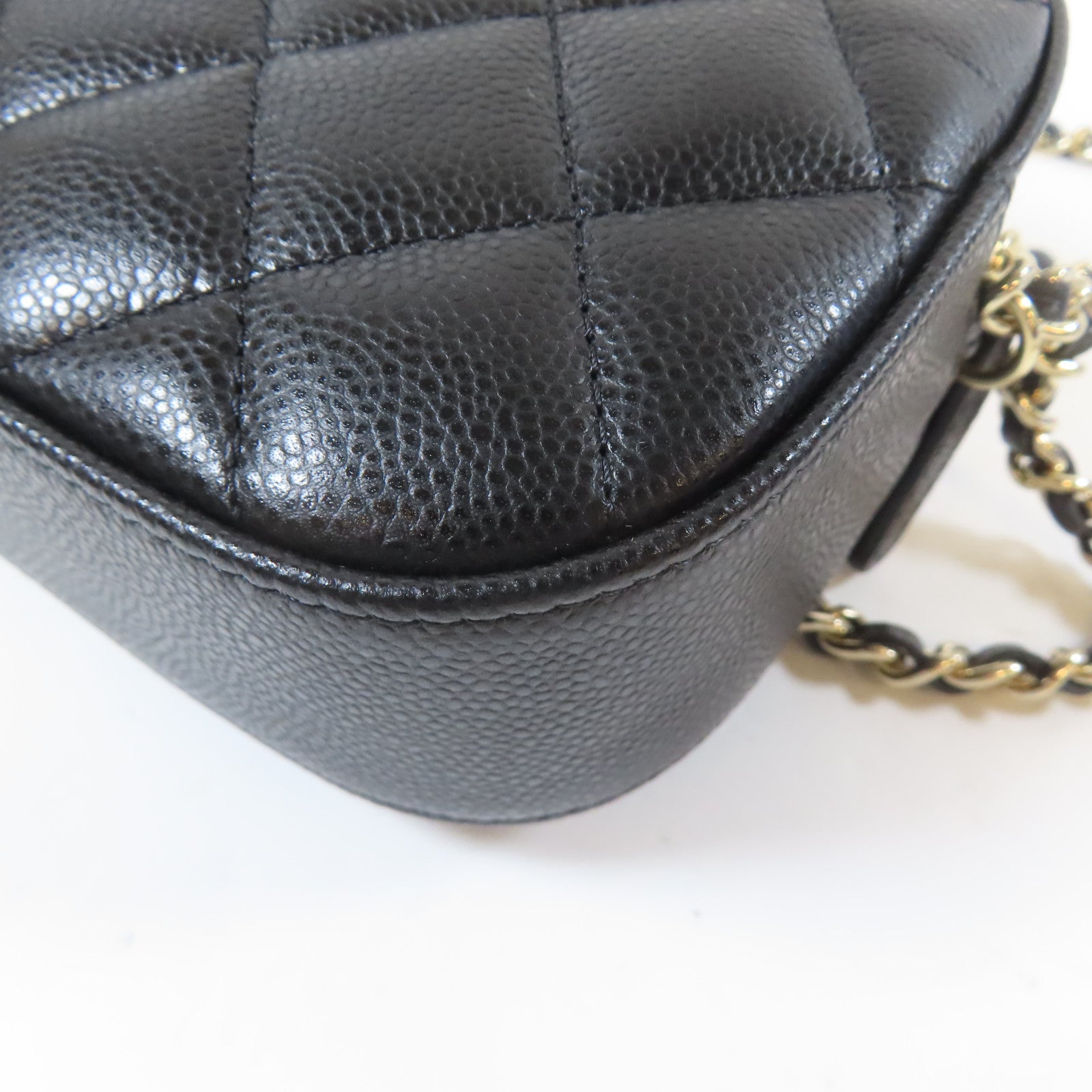 CHANEL 【激減優惠】菱格Caviar皮革Chain Shoulder銀扣鏈帶肩背袋黑色