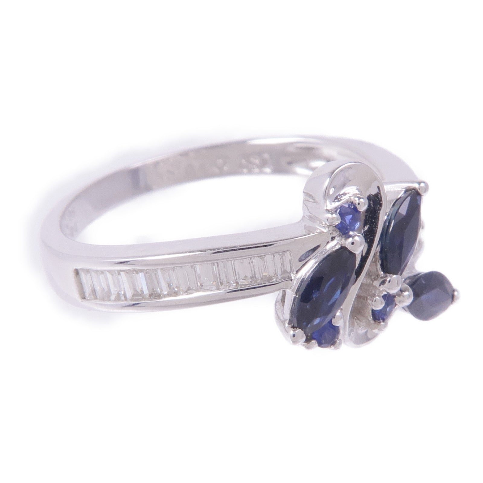 JEWELRY 18K白金Sapphire Diamond Ring藍寶石/鑽石戒指US#8