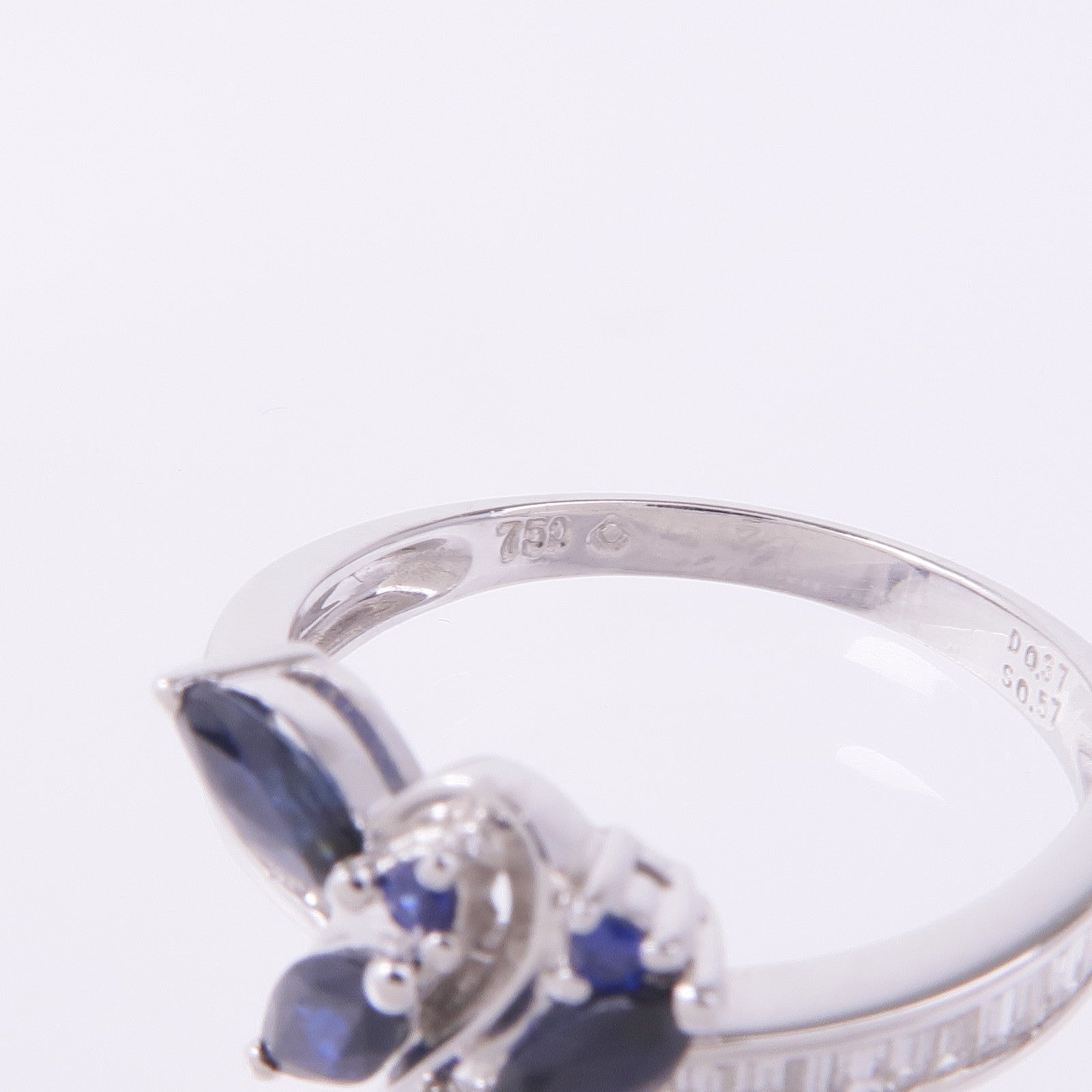 JEWELRY 18K白金Sapphire Diamond Ring藍寶石/鑽石戒指US#8