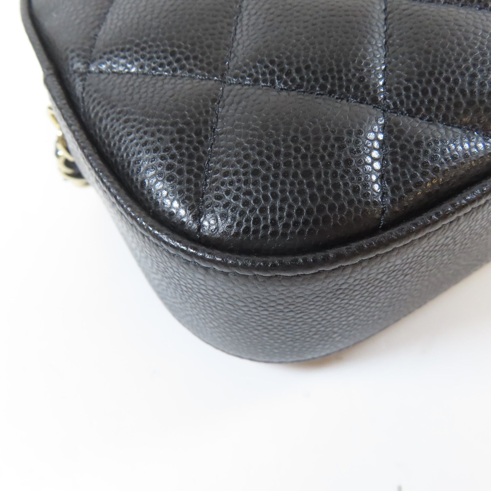CHANEL 【激減優惠】菱格Caviar皮革Chain Shoulder銀扣鏈帶肩背袋黑色