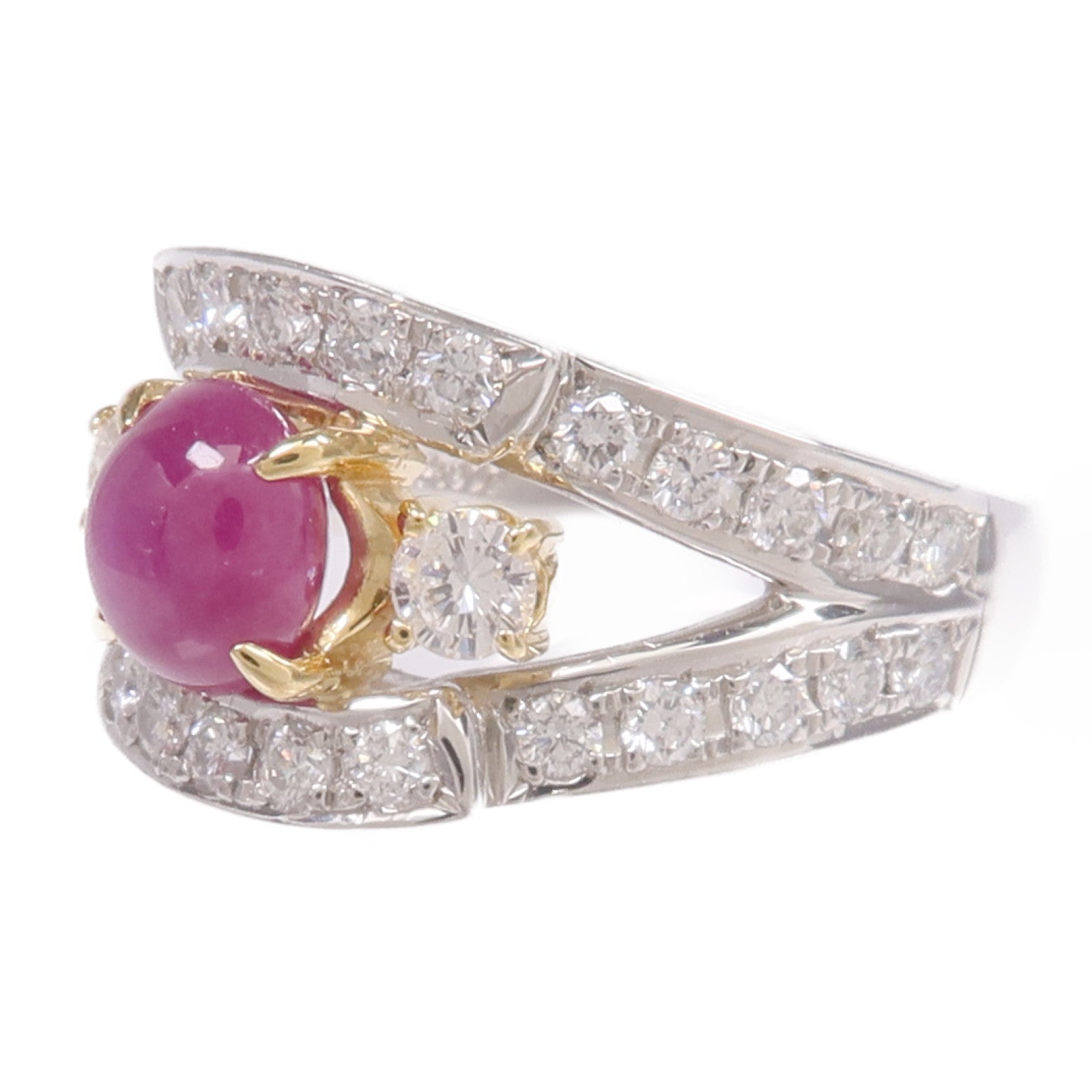 JEWELRY PT900鉑金/18K黃金Sapphire Diamond Ring紫色藍寶石/鑽石戒指US#6