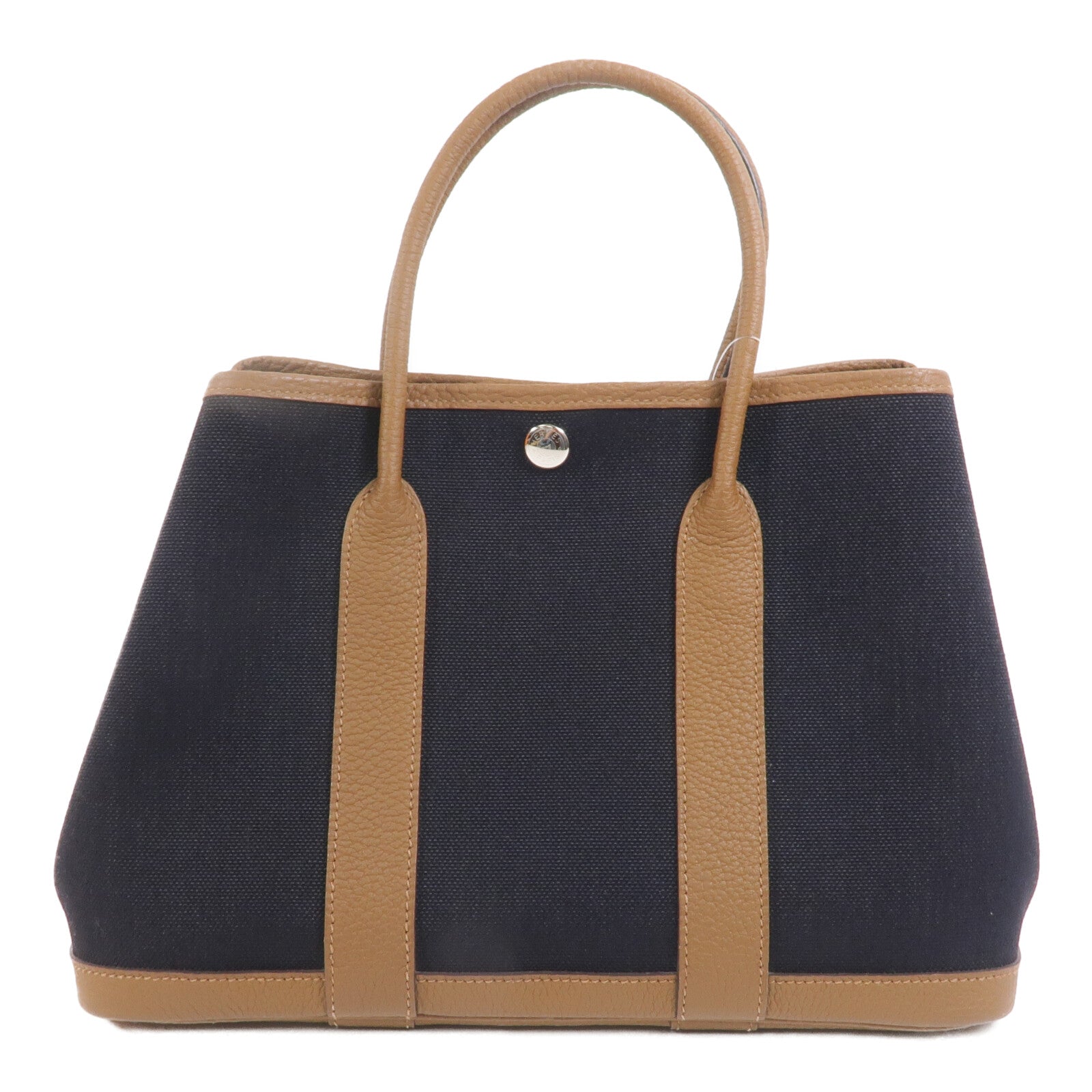 HERMES 帆布Garden Party TPM手挽袋Noir/Alezan