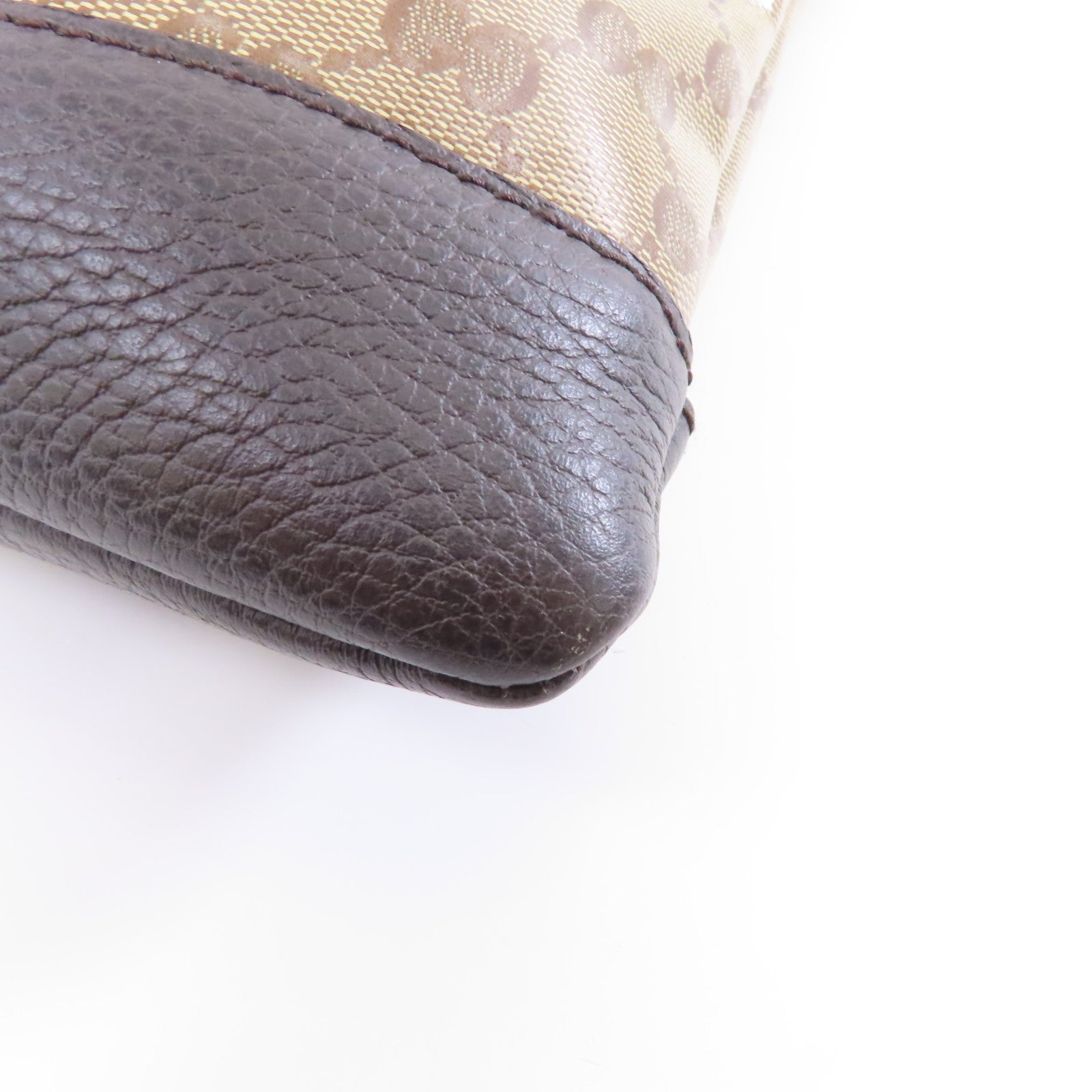 GUCCI 塗層帆布Shoulder Bag金扣肩背袋棕色