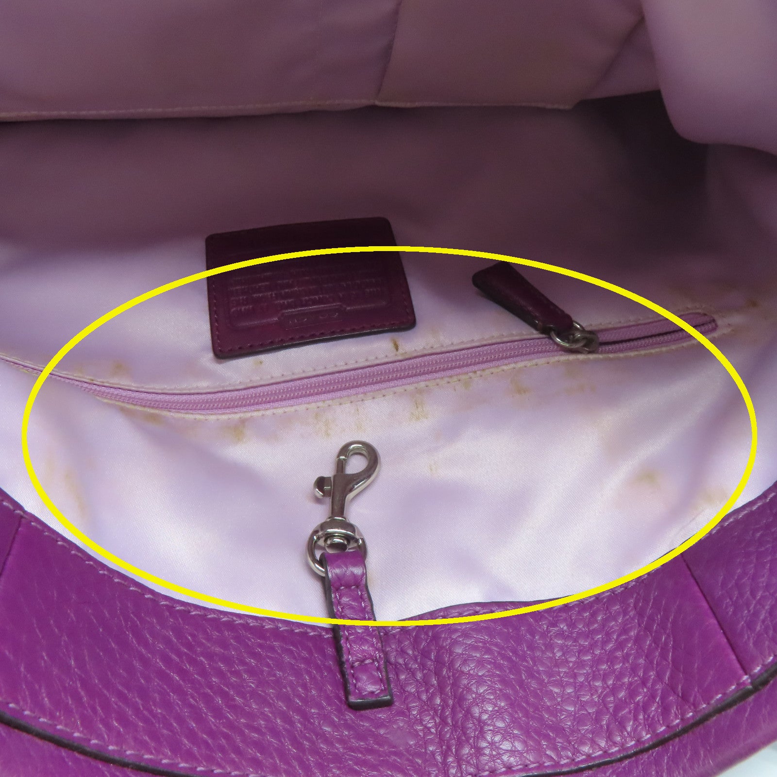 COACH 牛皮皮革Tote Bag銀扣手挽袋紫色