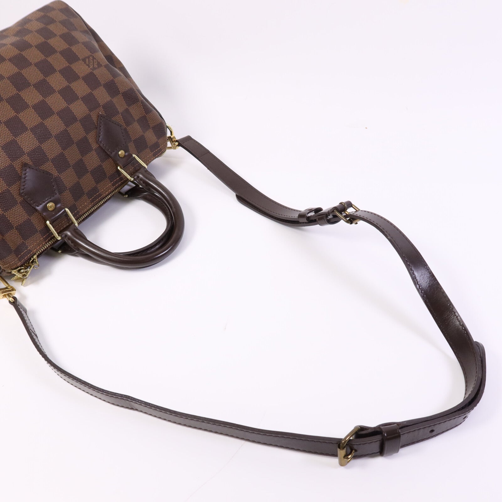 LOUIS VUITTON Damier Speedy Bandouliere 25金扣手挽肩背兩用袋