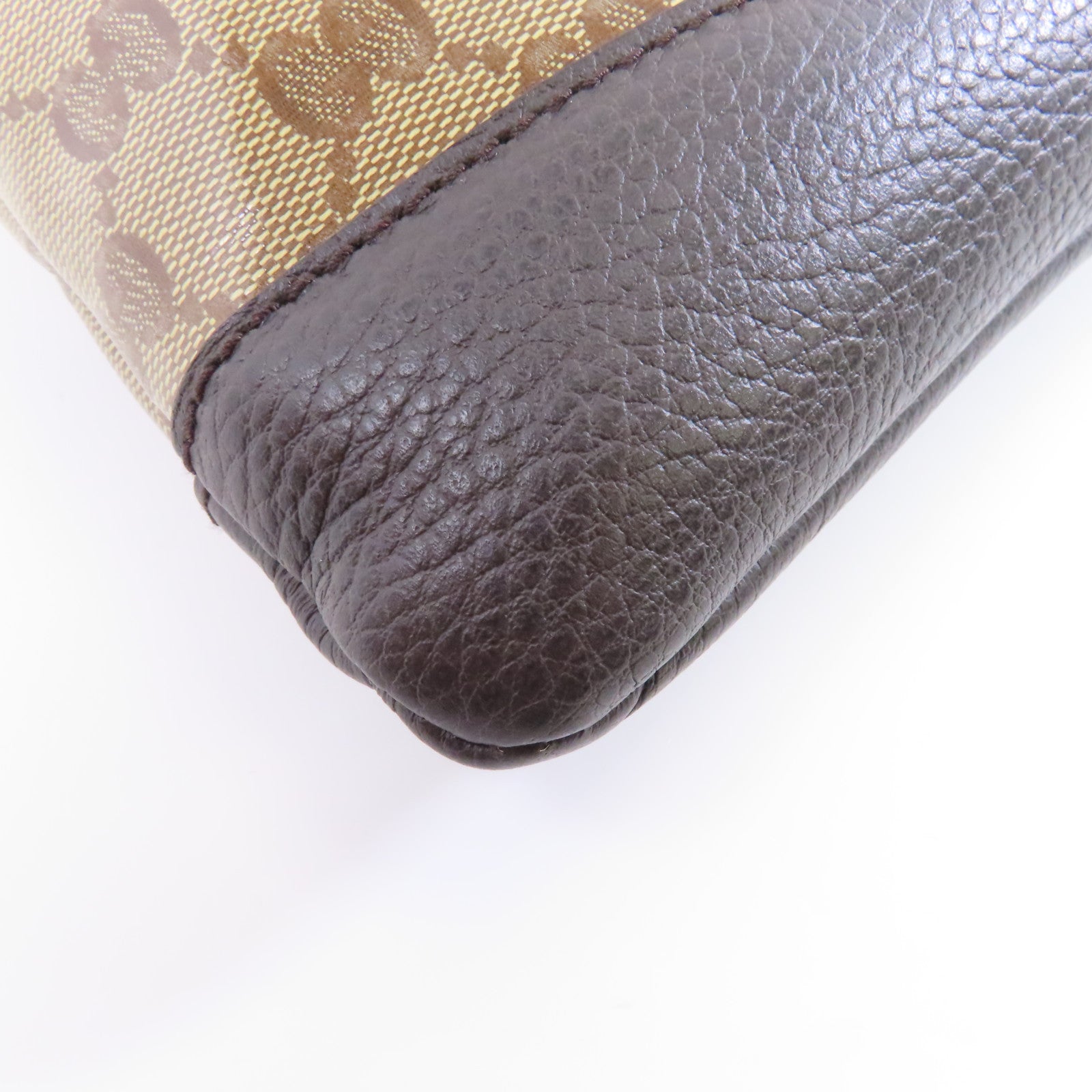 GUCCI 塗層帆布Shoulder Bag金扣肩背袋棕色