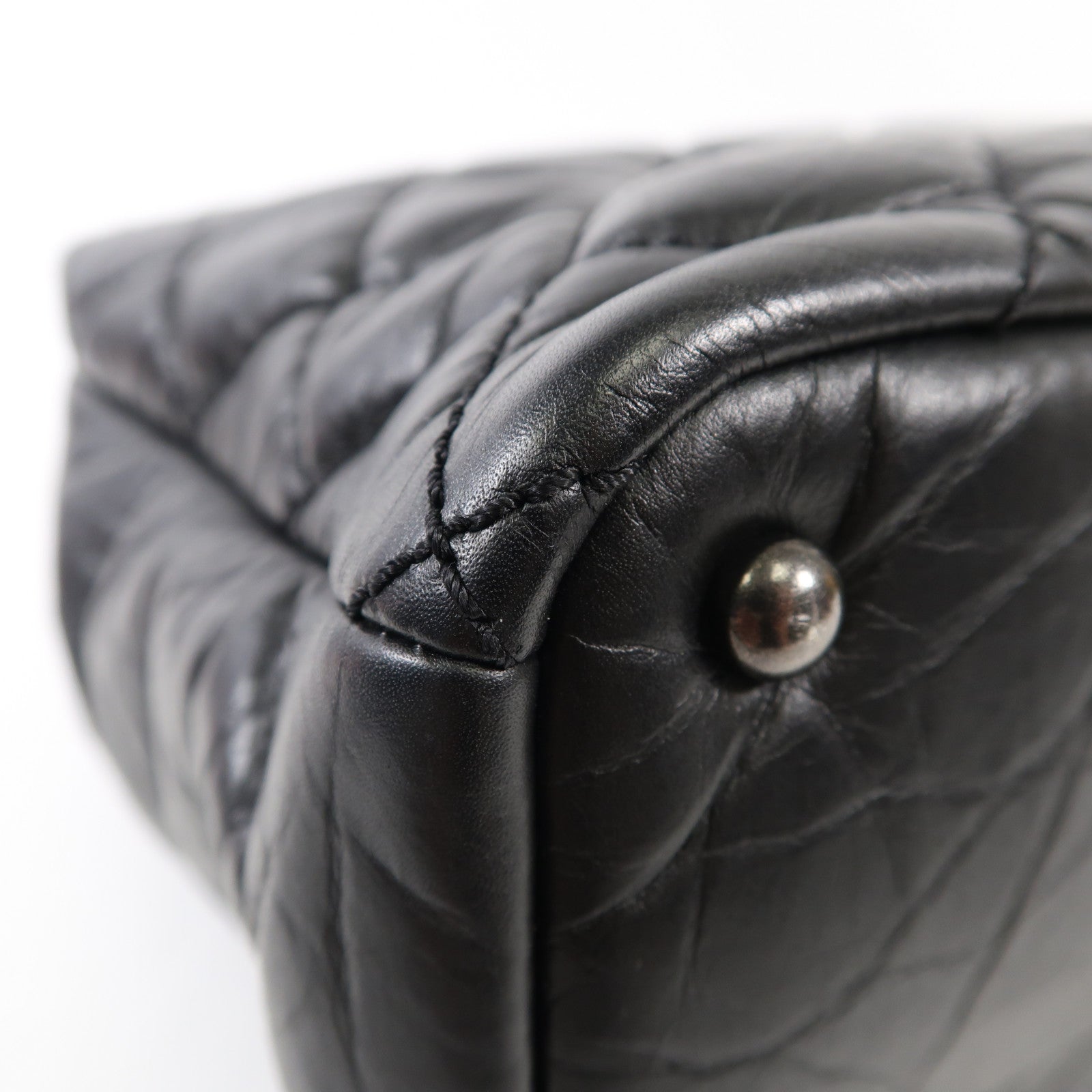 CHANEL 牛皮皮革Shoulder Bag銀扣鏈帶手挽肩背兩用袋