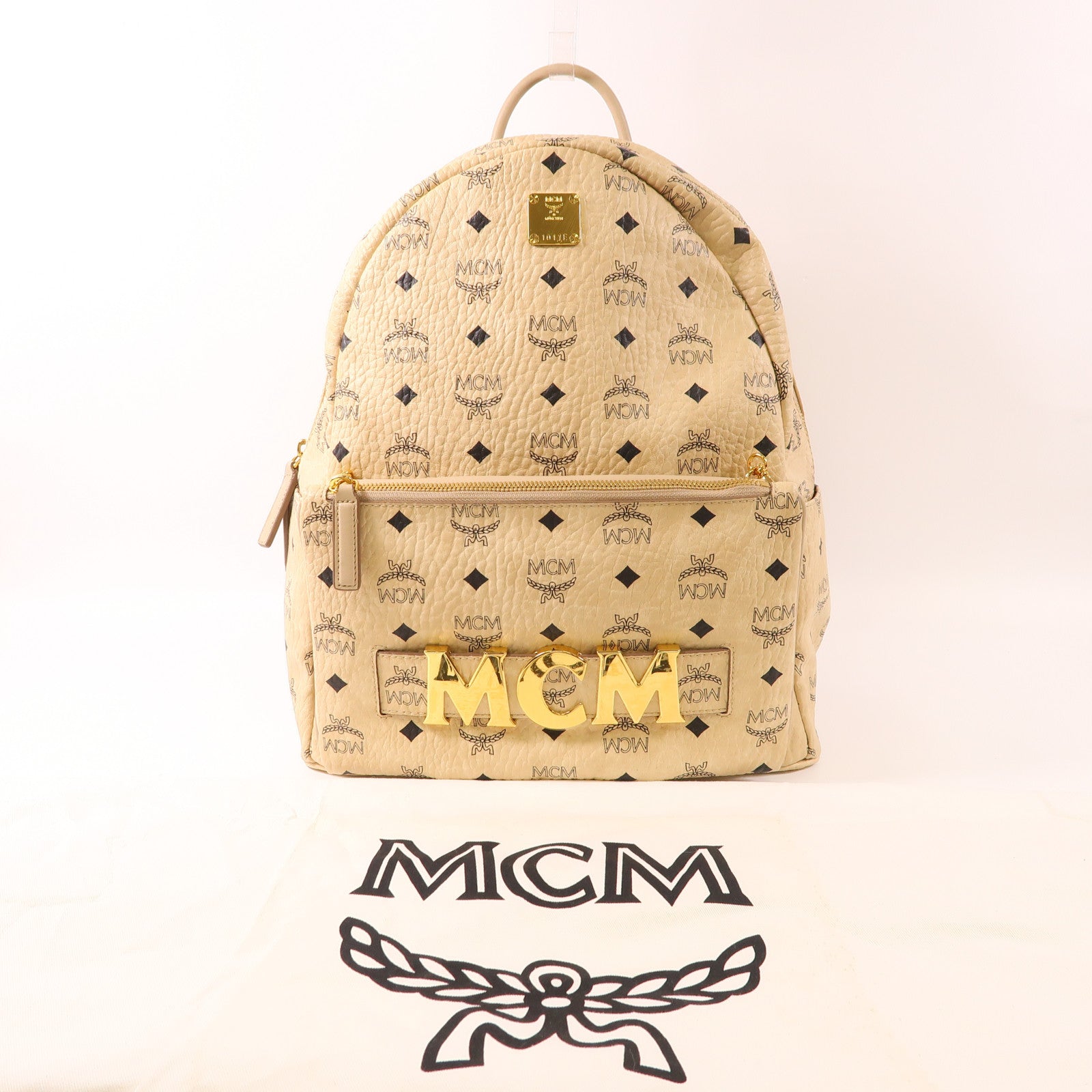 MCM 塗層帆布Backpack銀扣背包