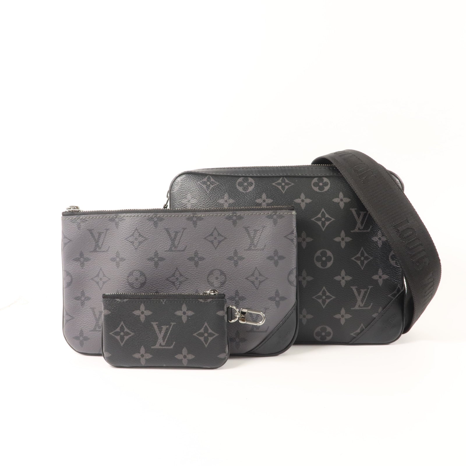 LOUIS VUITTON Monogram Eclipse Reverse Trio Messenger肩背袋