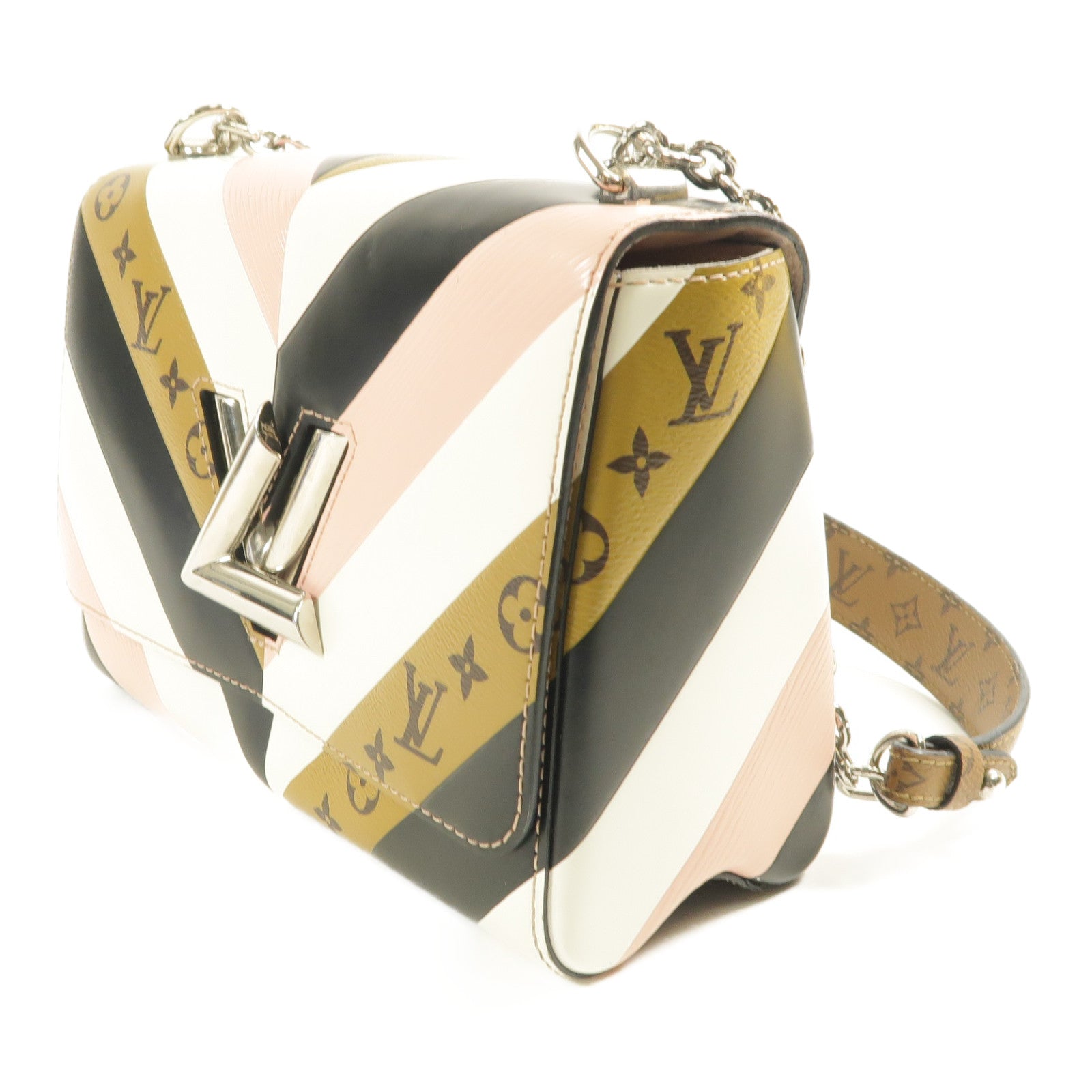 LOUIS VUITTON Monogram/Epi Twist MM金扣鏈帶肩背袋