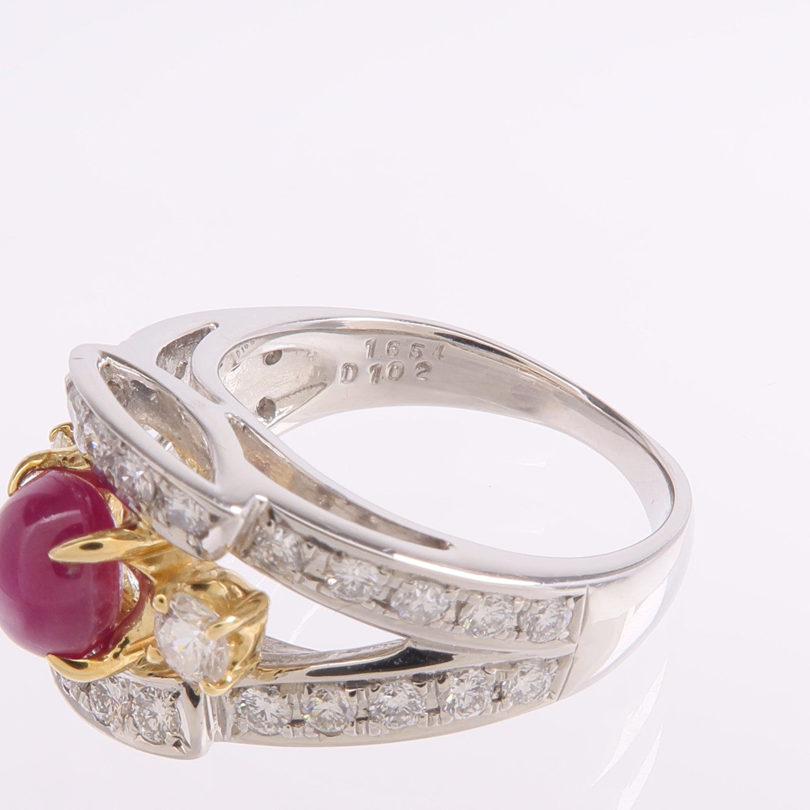 JEWELRY PT900鉑金/18K黃金Sapphire Diamond Ring紫色藍寶石/鑽石戒指US#6