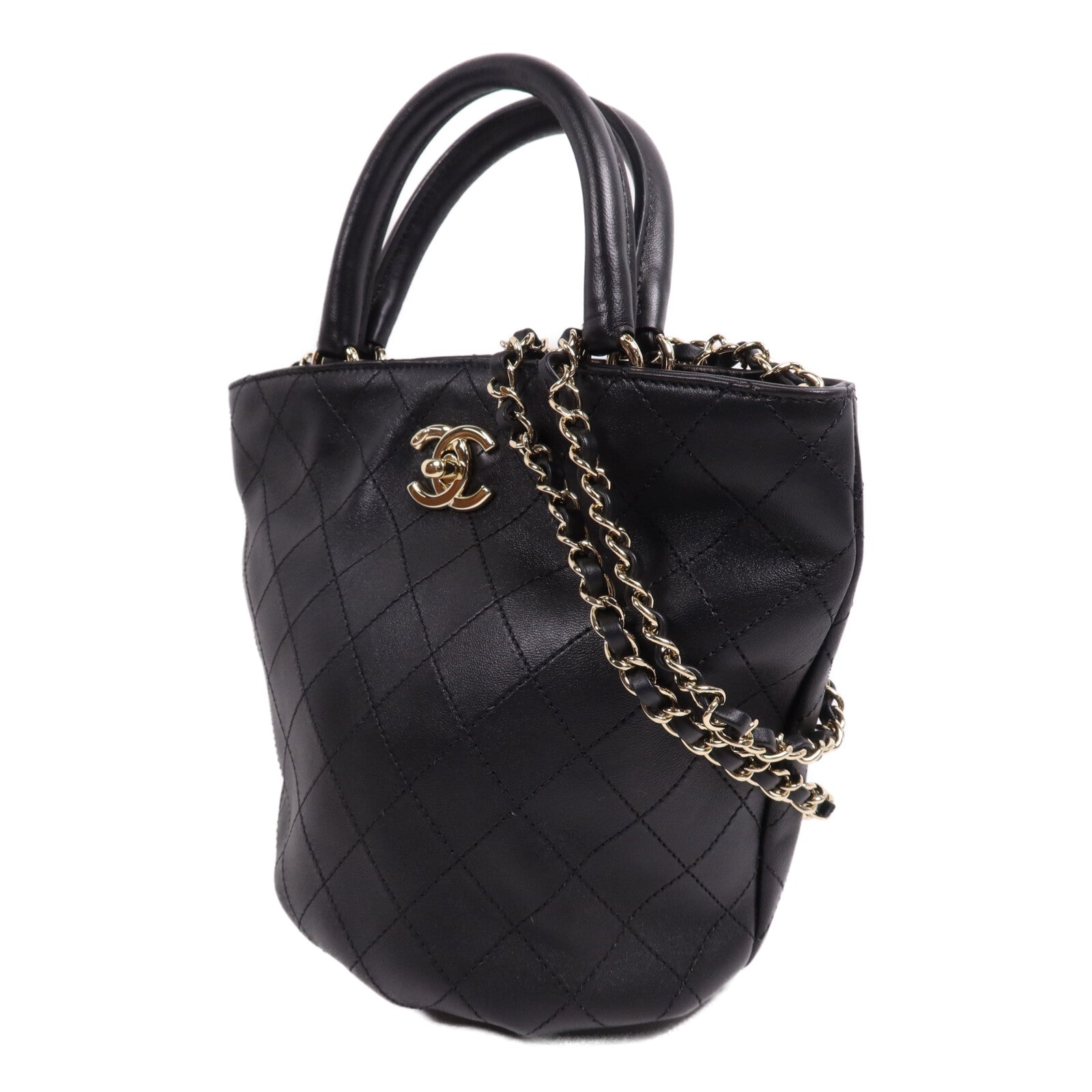 CHANEL 牛皮皮革2 Way Shoulder Bag金扣鏈帶手挽肩背兩用袋