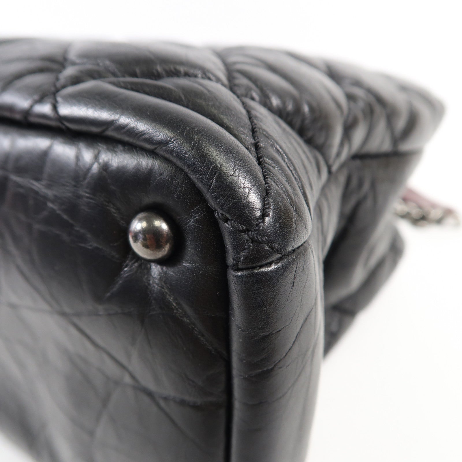 CHANEL 牛皮皮革Shoulder Bag銀扣鏈帶手挽肩背兩用袋