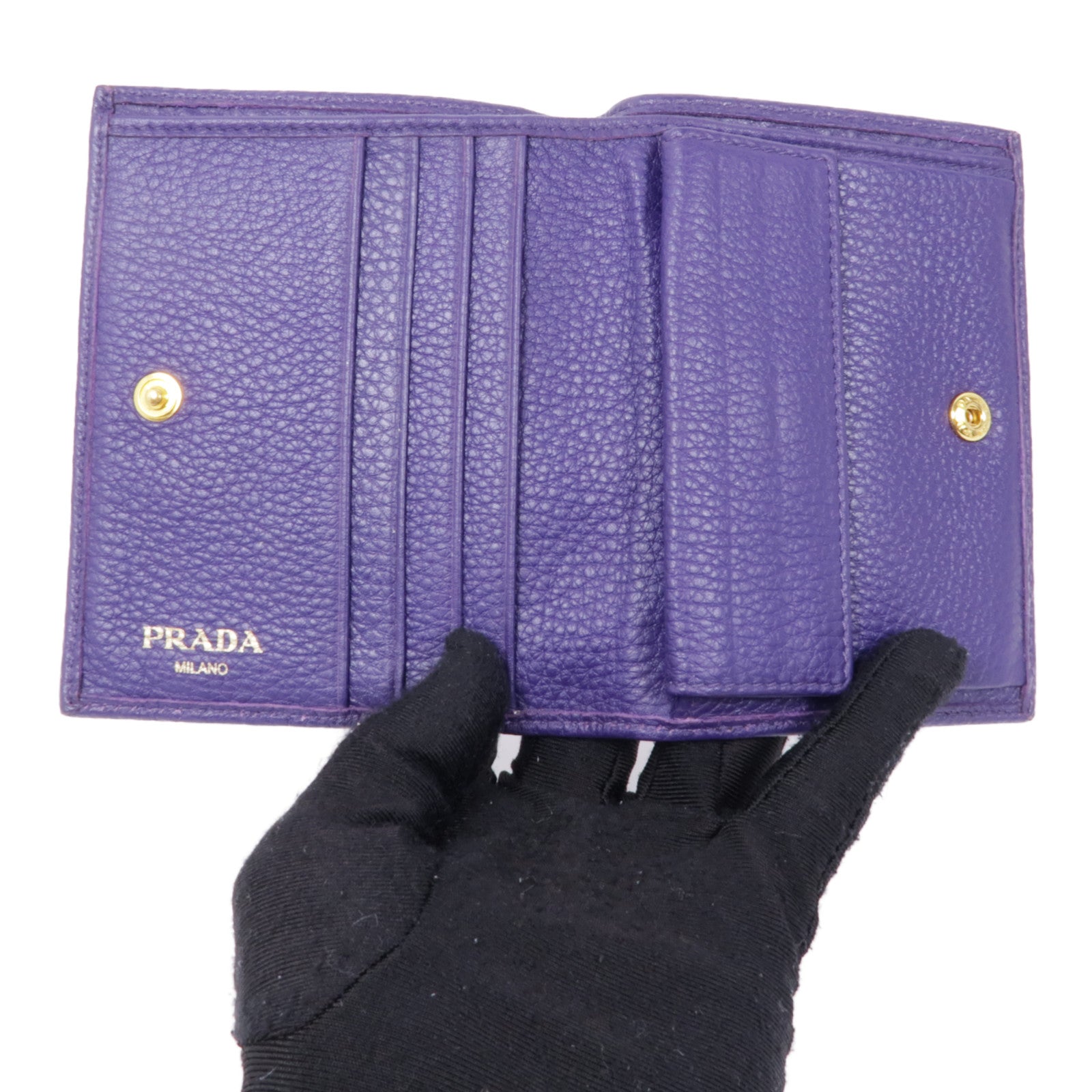 PRADA 牛皮皮革Wallet金扣錢包