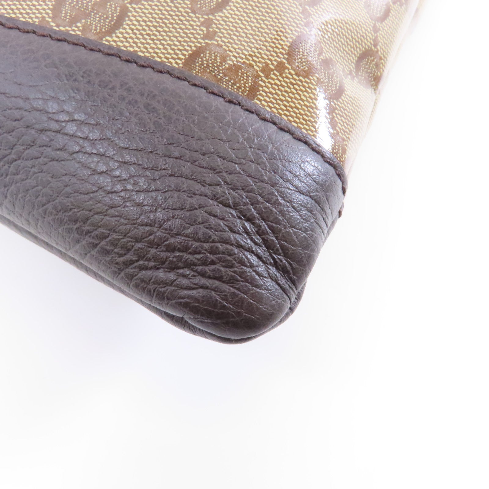 GUCCI 塗層帆布Shoulder Bag金扣肩背袋棕色