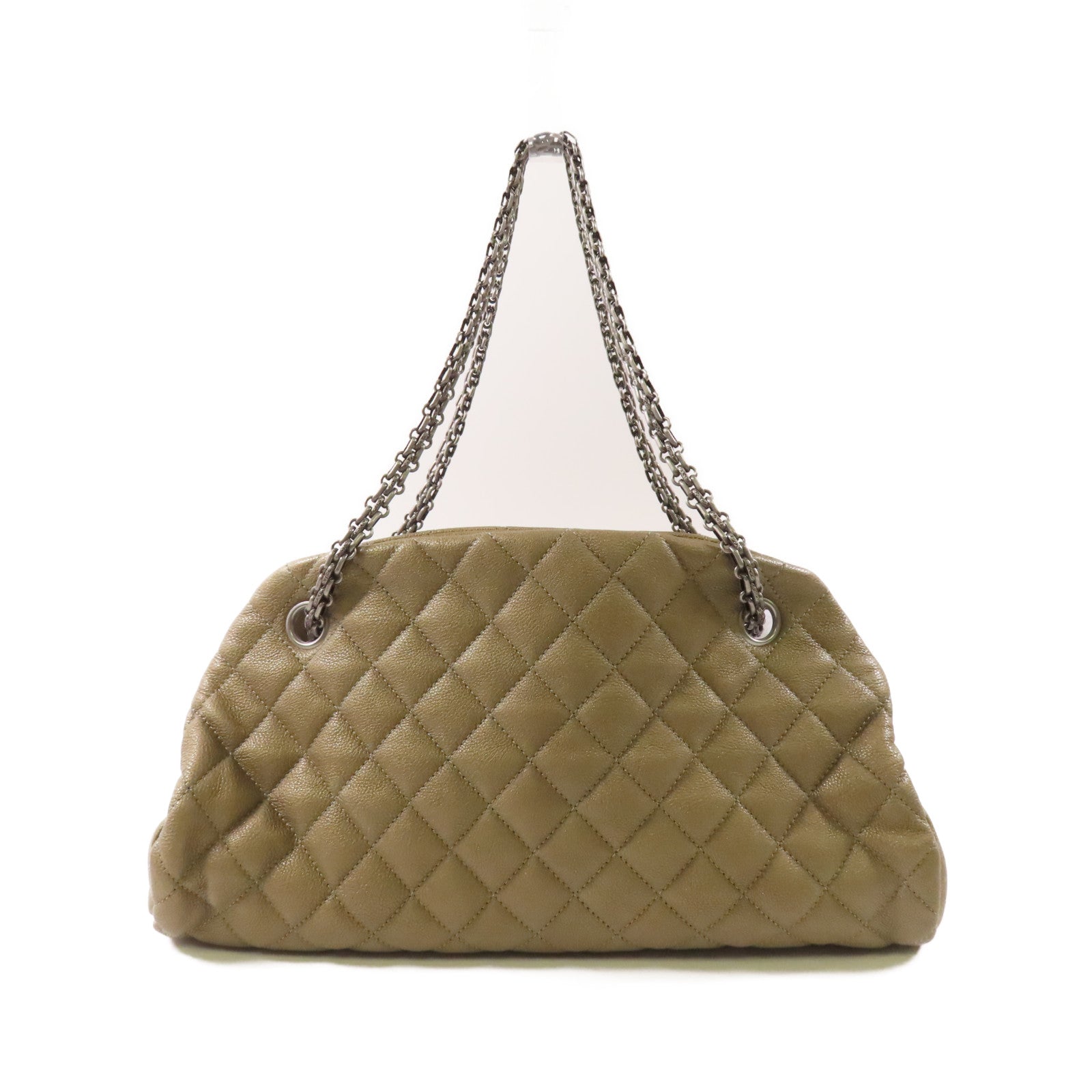 CHANEL 牛皮皮革Chain Shoulder銀扣鏈帶肩背袋