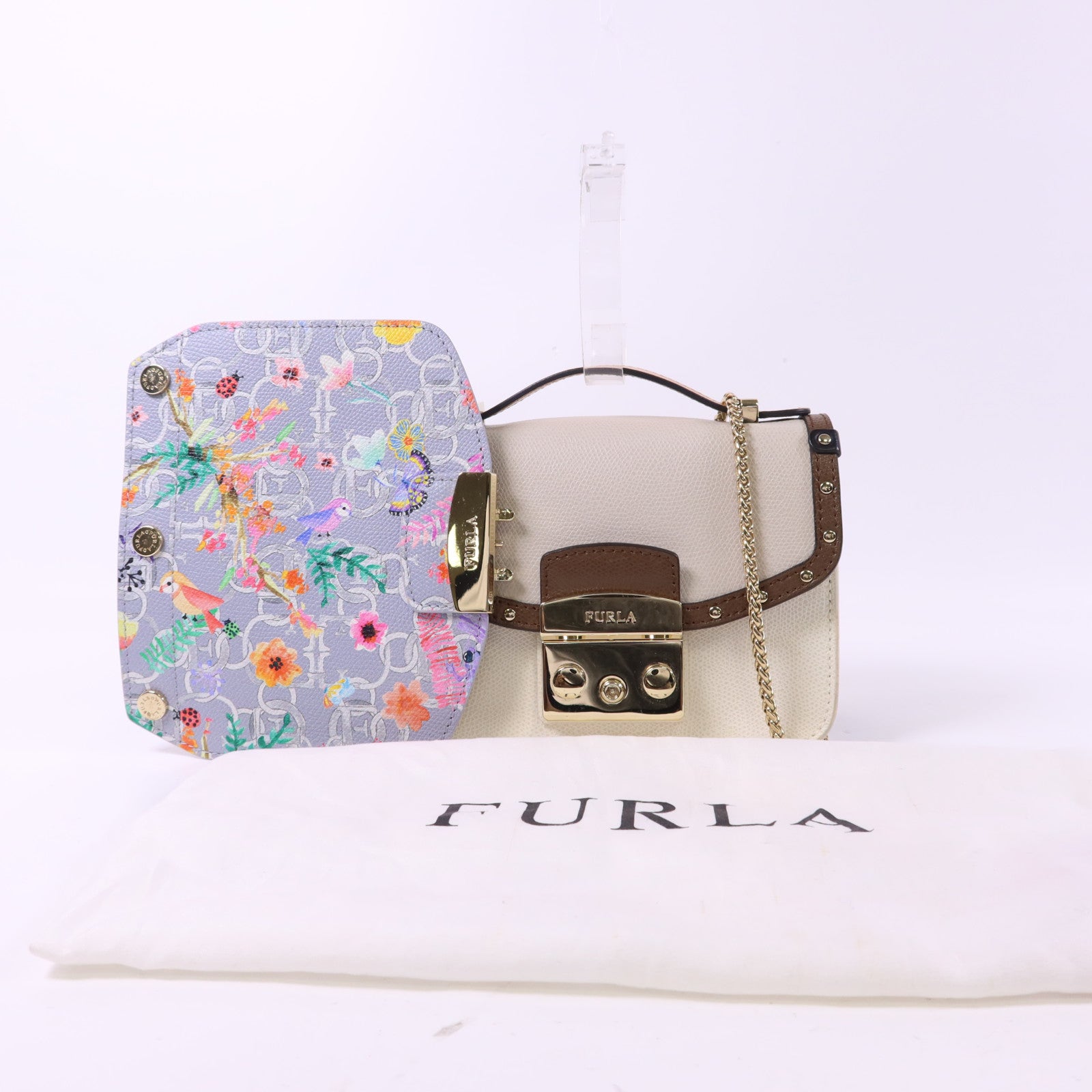 Furla 牛皮皮革Metropolis Mini Crossbody金扣手挽肩背兩用袋