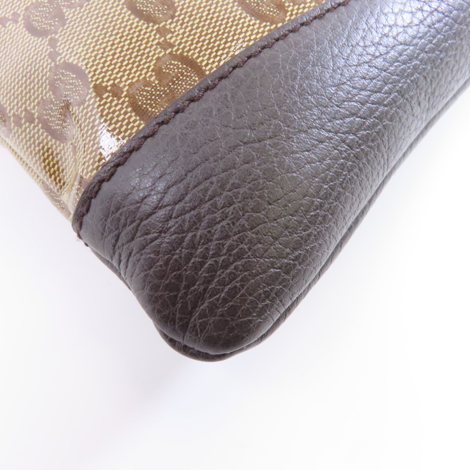 GUCCI 塗層帆布Shoulder Bag金扣肩背袋棕色