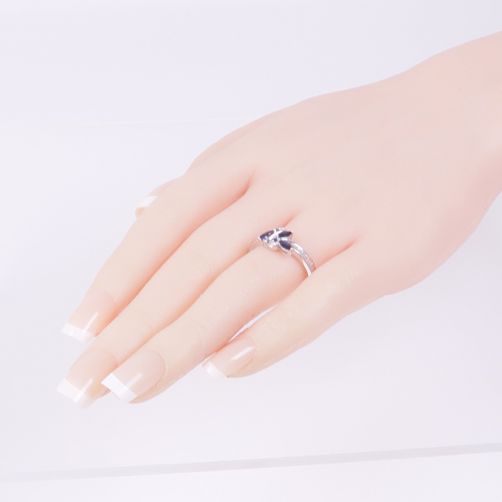 JEWELRY 18K白金Sapphire Diamond Ring藍寶石/鑽石戒指US#8