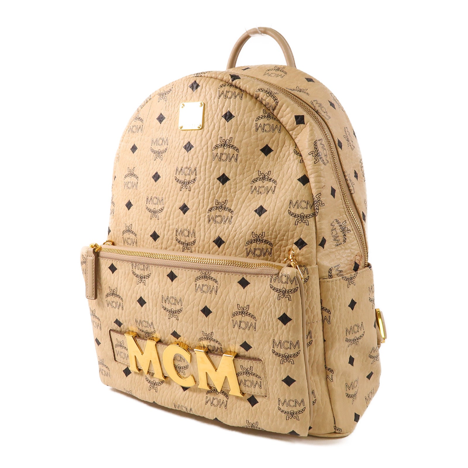 MCM 塗層帆布Backpack銀扣背包