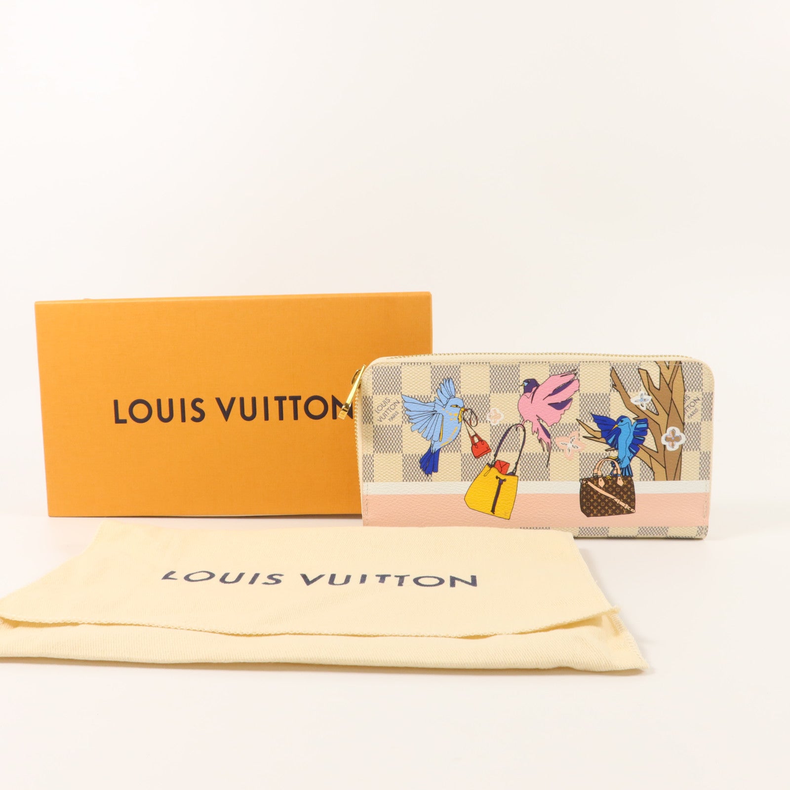 LOUIS VUITTON Damier Azur Playful Birds Zippy Wallet長錢包
