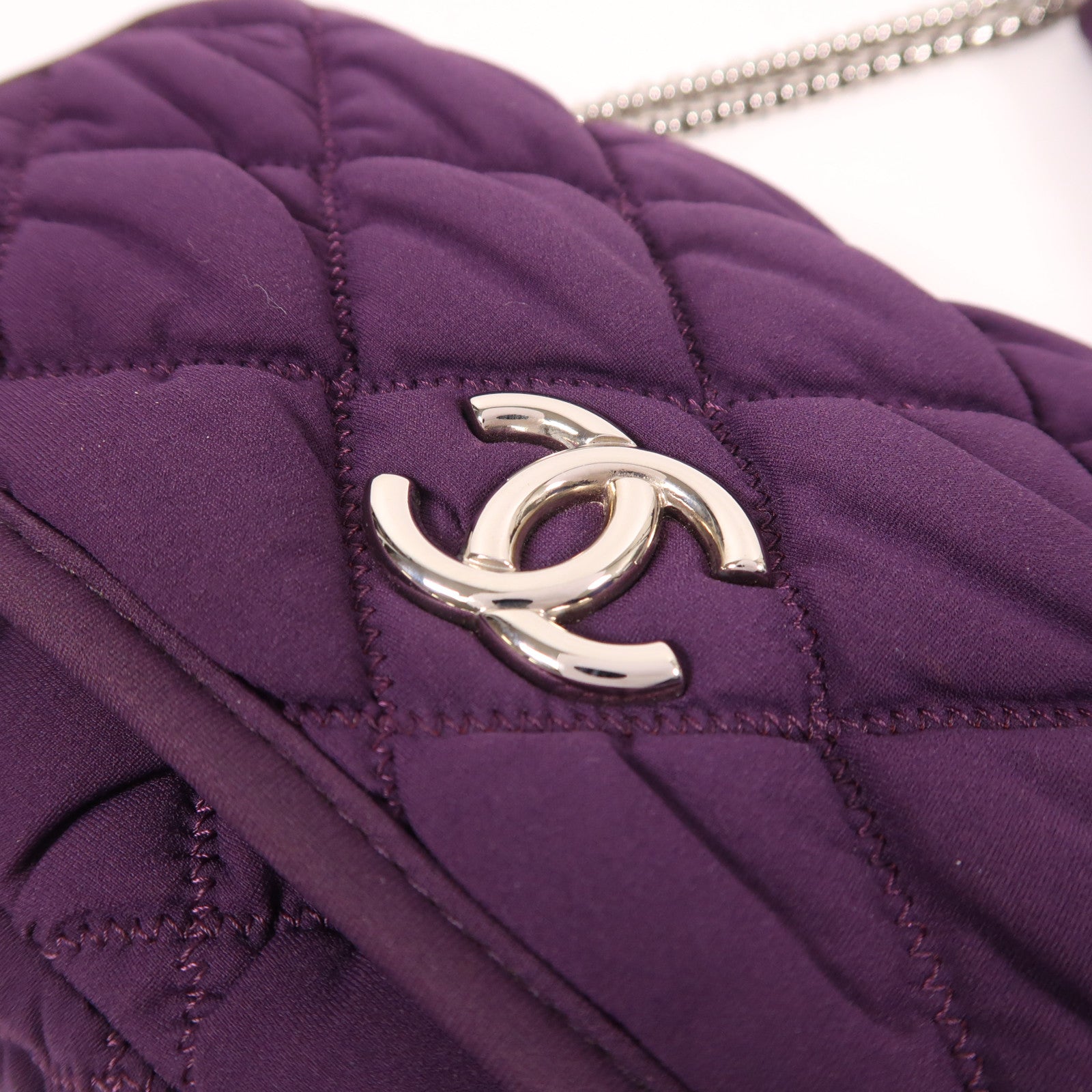 CHANEL 布料Shoulder Bag鏈帶肩背袋紫色