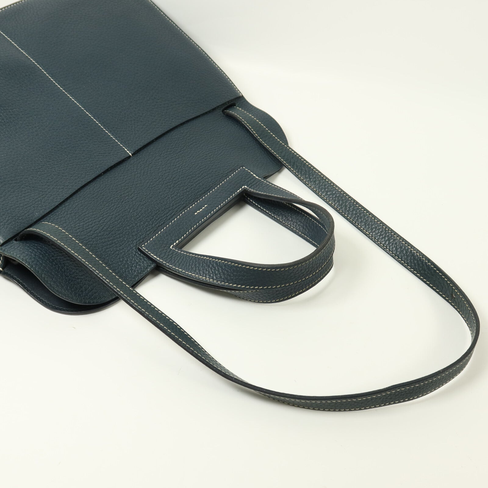 HERMES Clemence皮革Halzan 31金扣手挽肩背兩用袋Vert Cypres