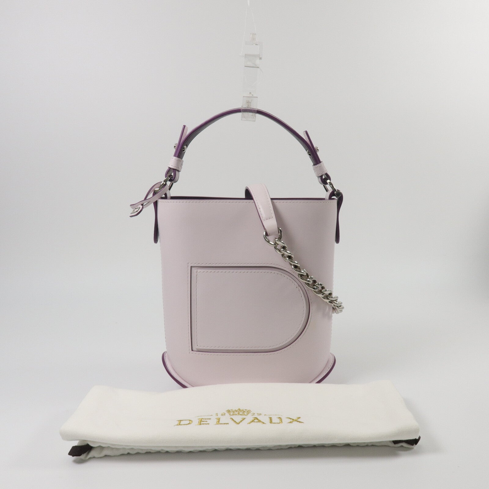 Delvaux 牛皮皮革Pin Mini Bucket鏈帶手挽肩背兩用袋