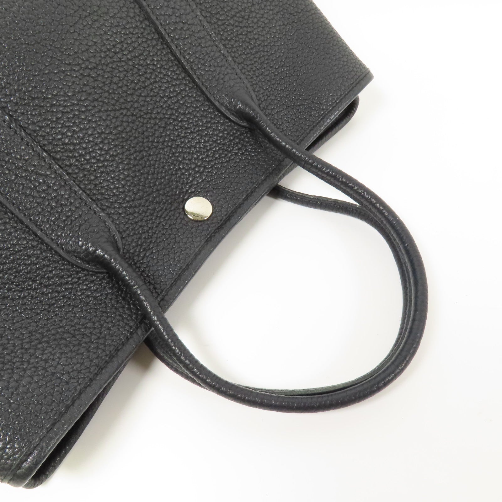 HERMES Negonda皮革Garden Party TPM銀扣手挽袋Black