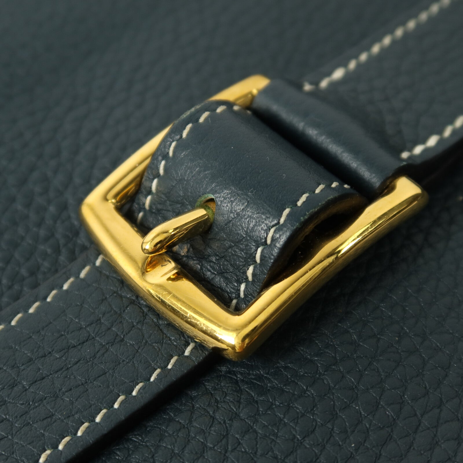 HERMES Clemence皮革Halzan 31金扣手挽肩背兩用袋Vert Cypres