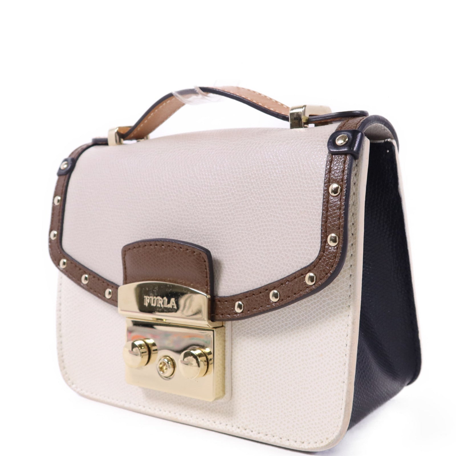 Furla 牛皮皮革Metropolis Mini Crossbody金扣手挽肩背兩用袋