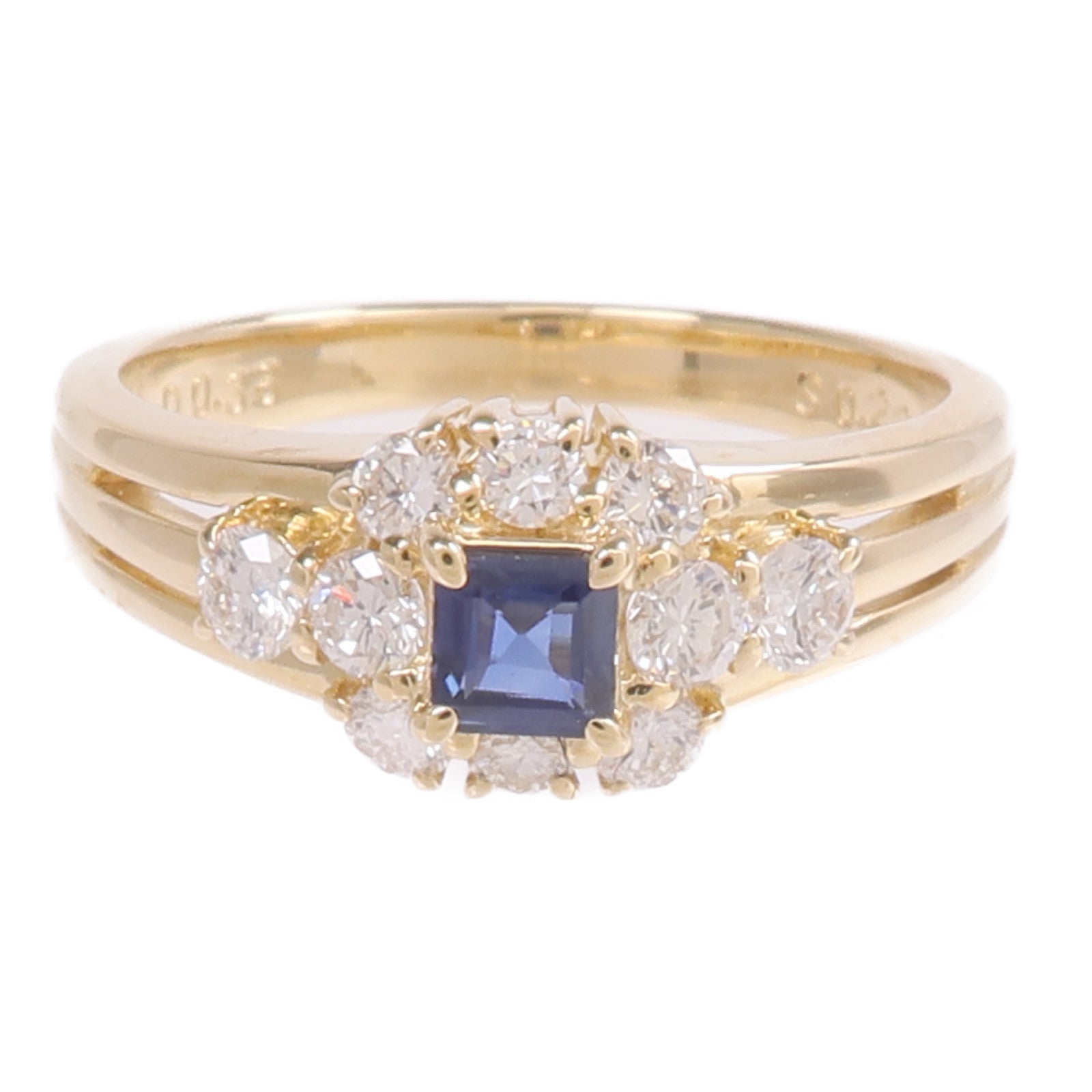 JEWELRY 18K黃金Sapphire Diamond Ring藍寶石/鑽石戒指US#6.25