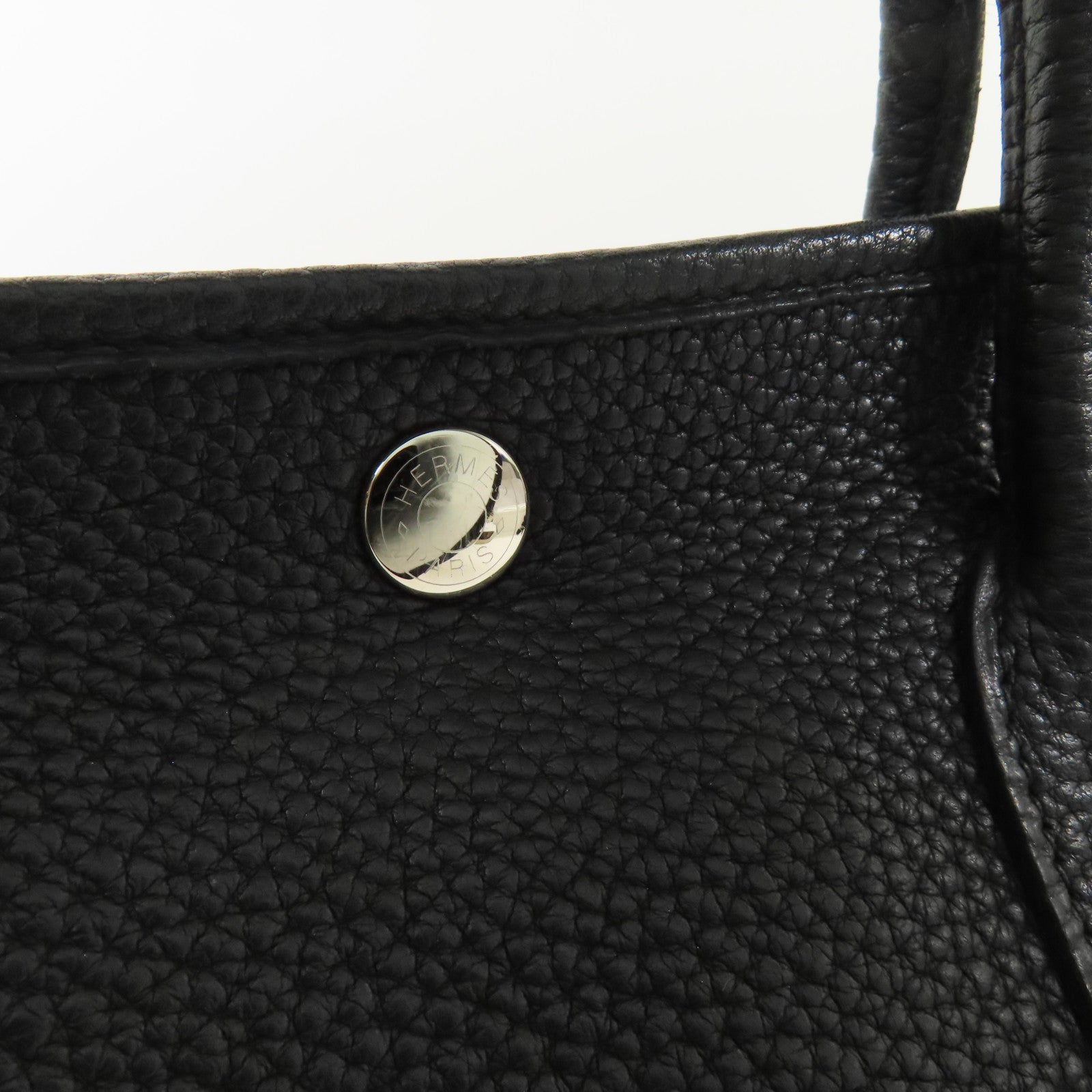 HERMES Negonda皮革Garden Party TPM銀扣手挽袋Black