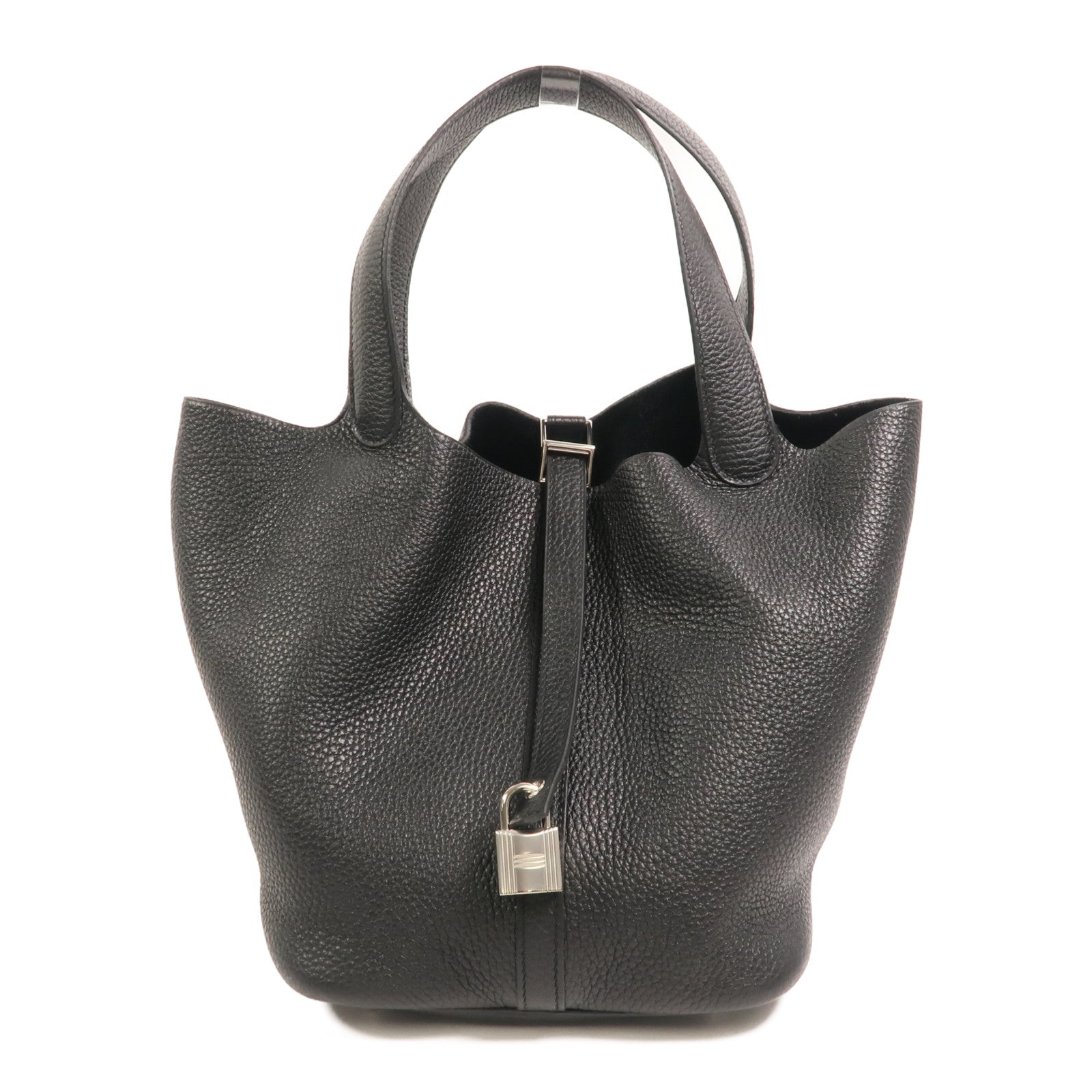 HERMES Clemence皮革Picotin MM手挽袋Noir