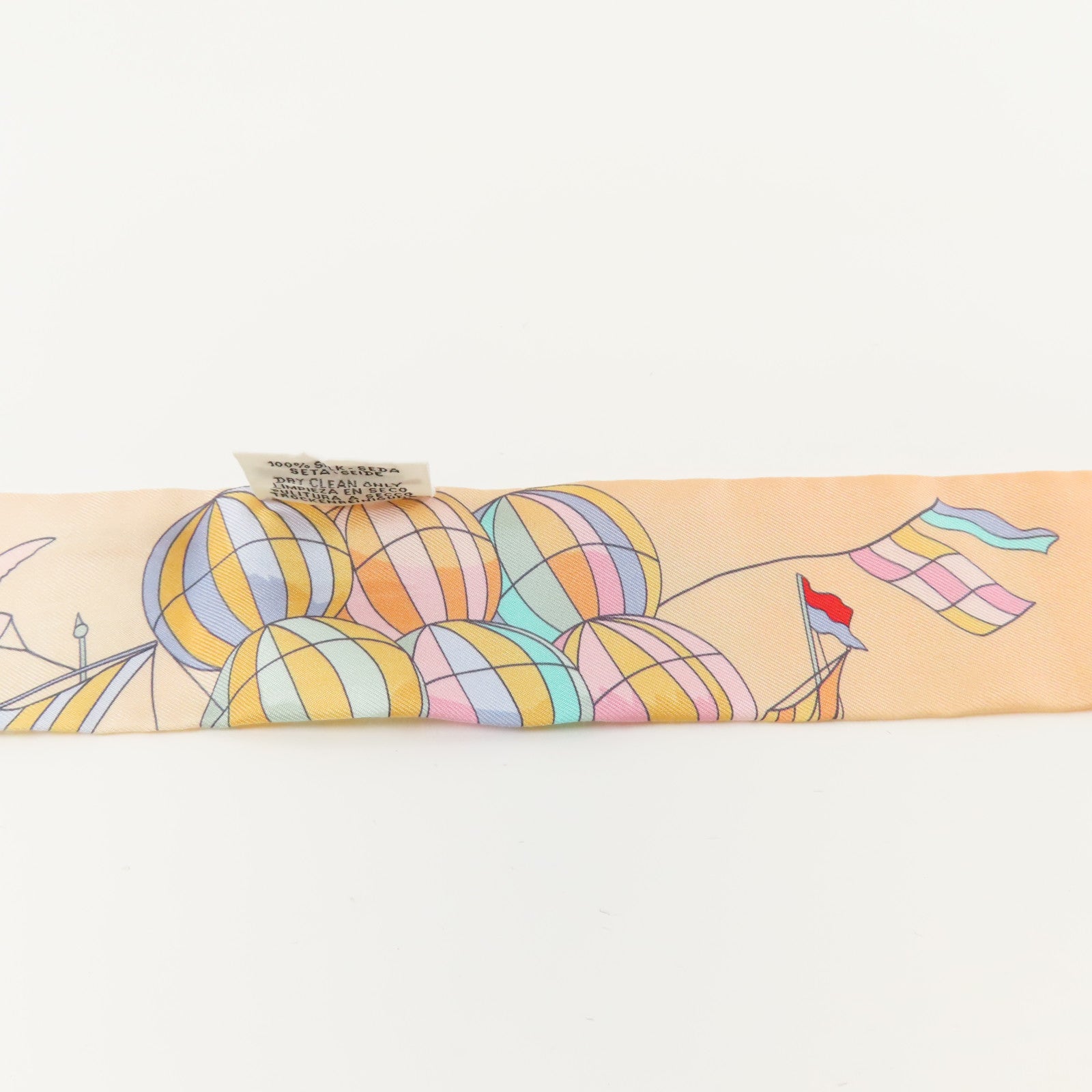 HERMES 【激減優惠】絲質Twilly絲巾橙色/米色/綠色