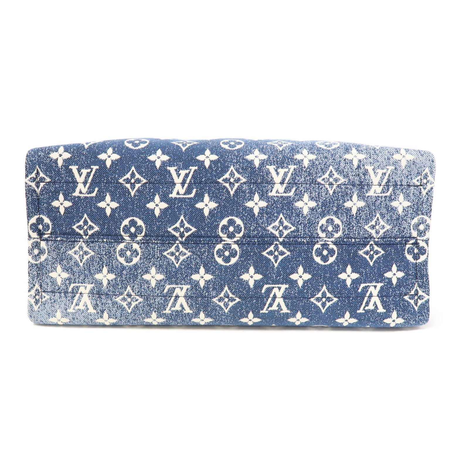 LOUIS VUITTON Monogram Denim OnTheGo MM金扣手挽肩背兩用袋藍色