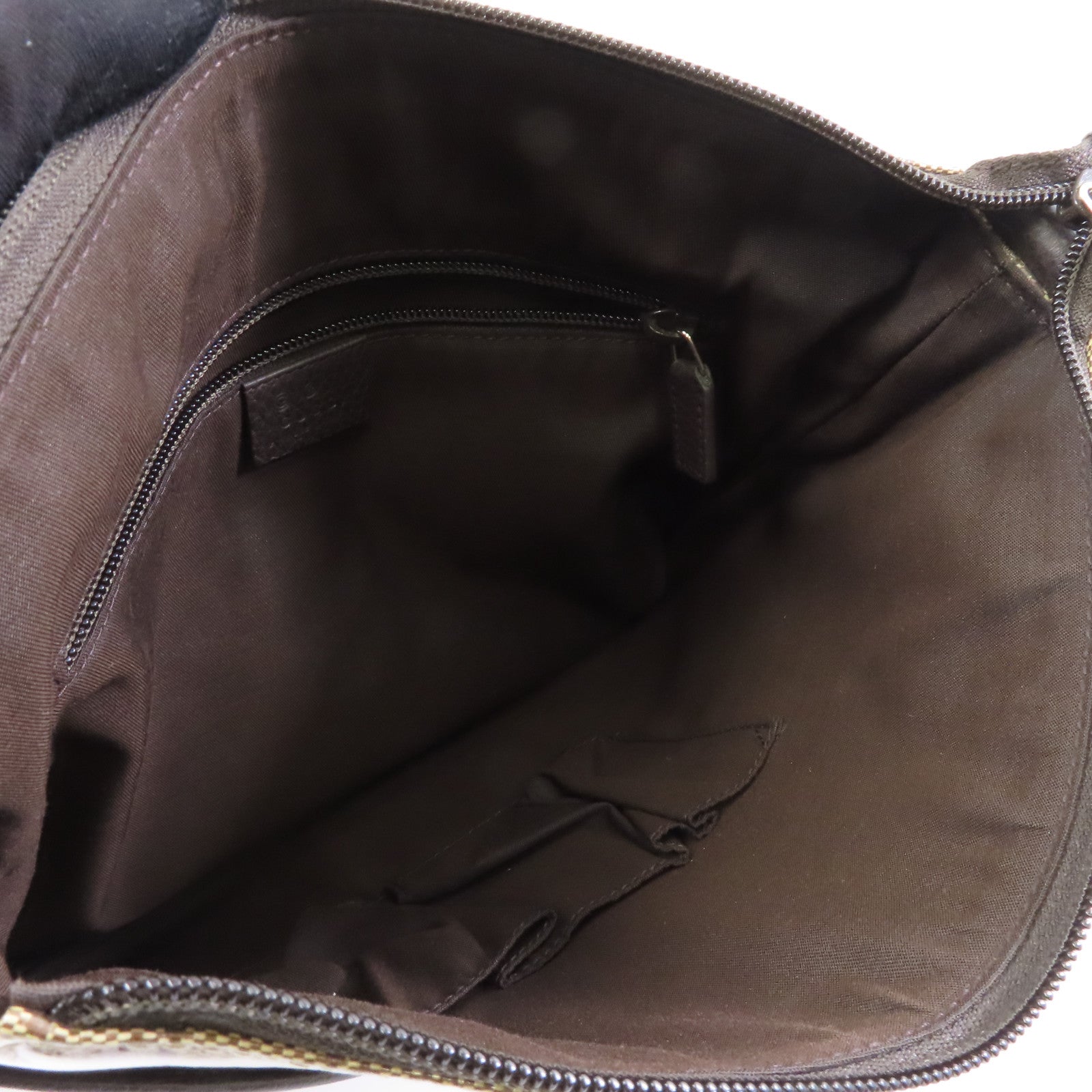 GUCCI 塗層帆布Shoulder Bag金扣肩背袋棕色