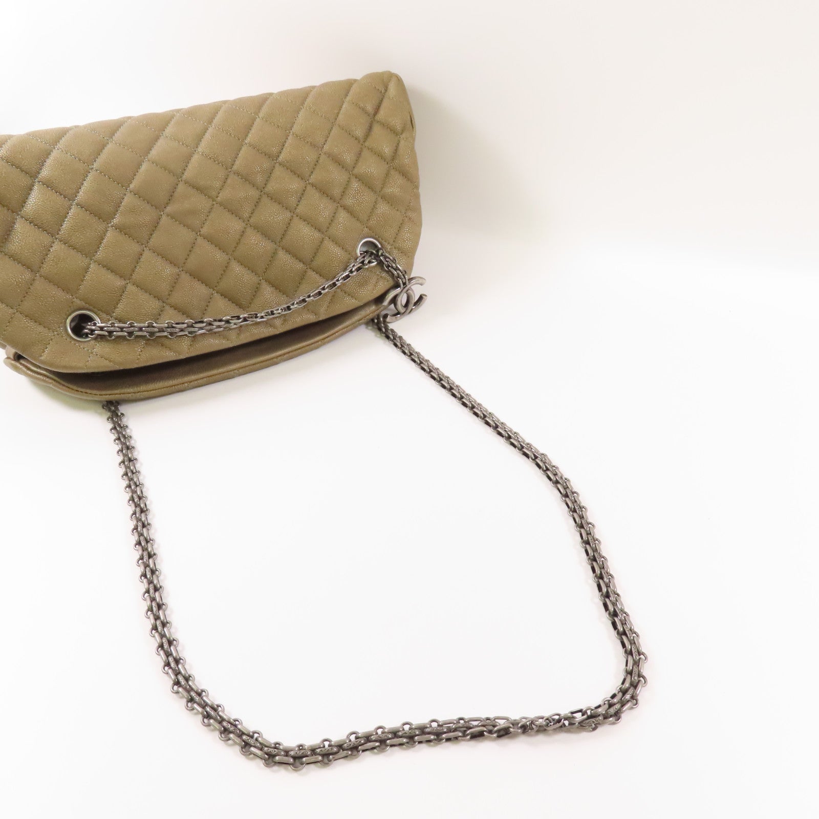 CHANEL 牛皮皮革Chain Shoulder銀扣鏈帶肩背袋