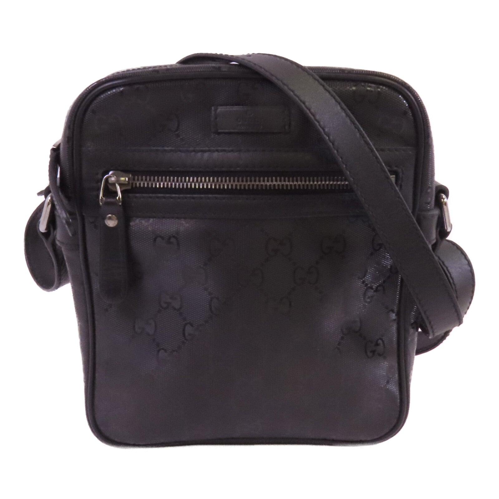 GUCCI 塗層帆布Shoulder Bag銀扣肩背袋