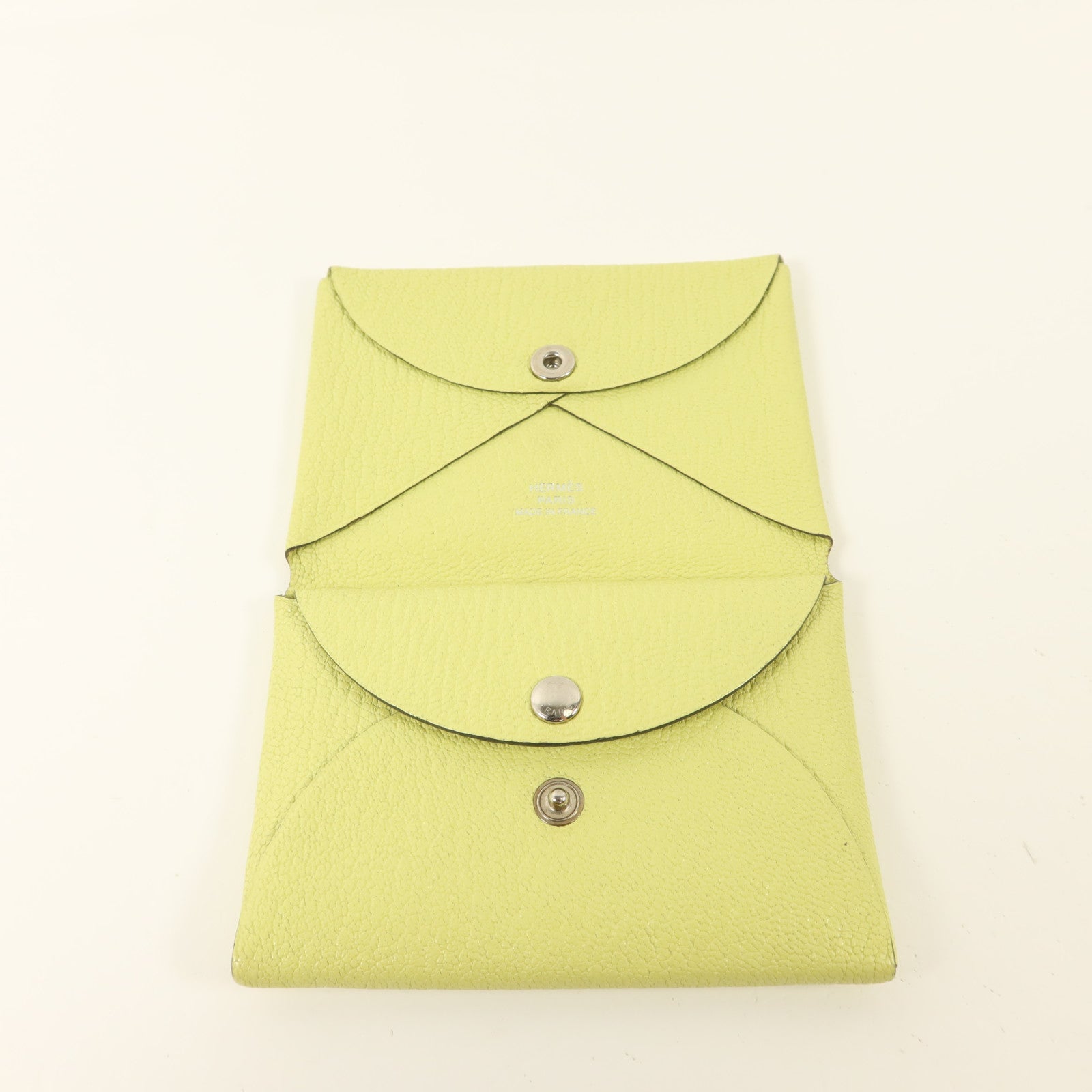 HERMES Chevre皮革Calvi Duo Card Holder卡片套Jaune Bourgeon
