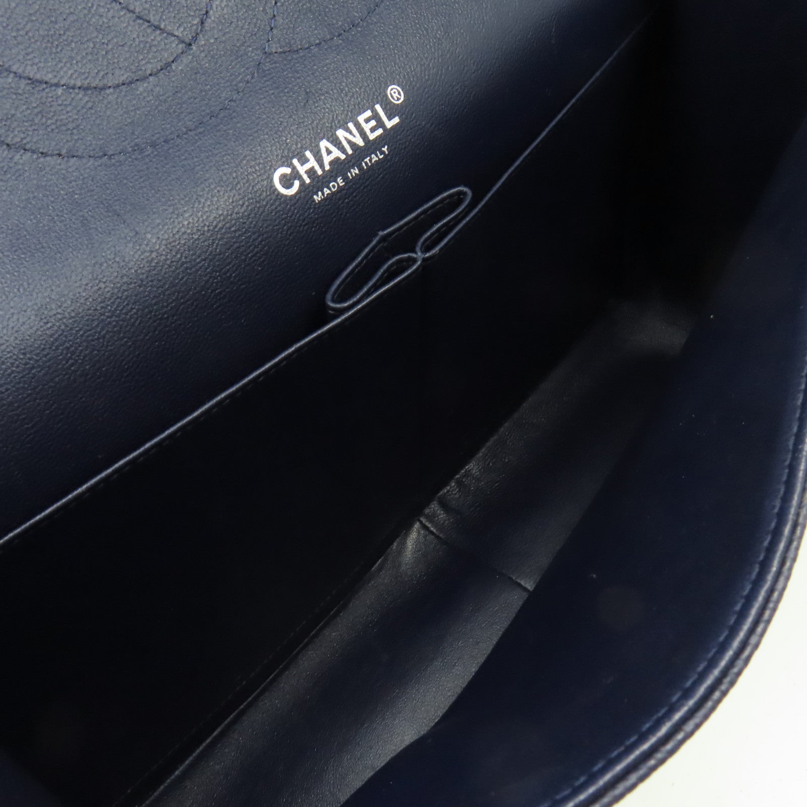 CHANEL 【清倉大減價】菱格Caviar皮革Jumbo Chain Shoulder Bag銀扣鏈帶肩背袋寶藍色