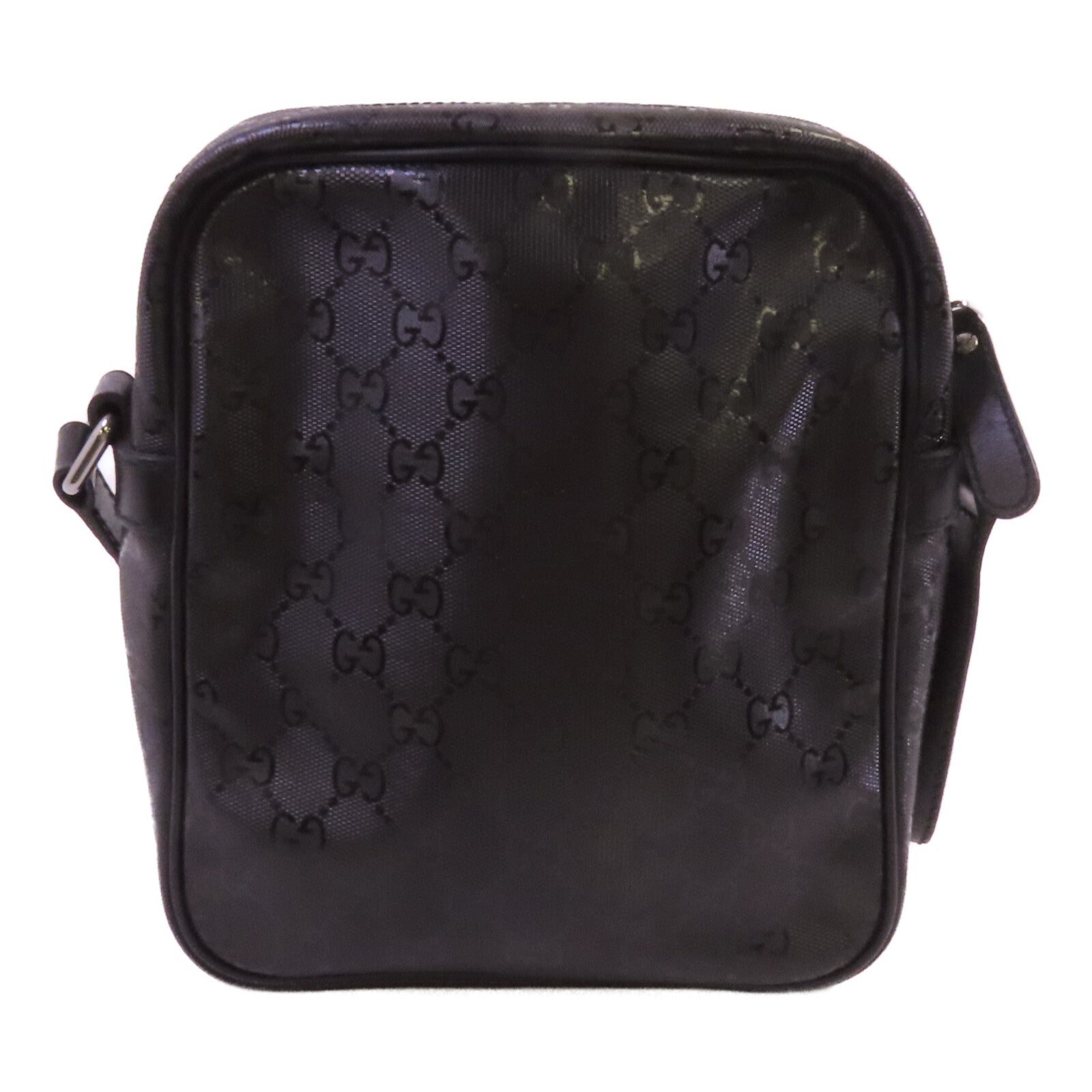 GUCCI 塗層帆布Shoulder Bag銀扣肩背袋