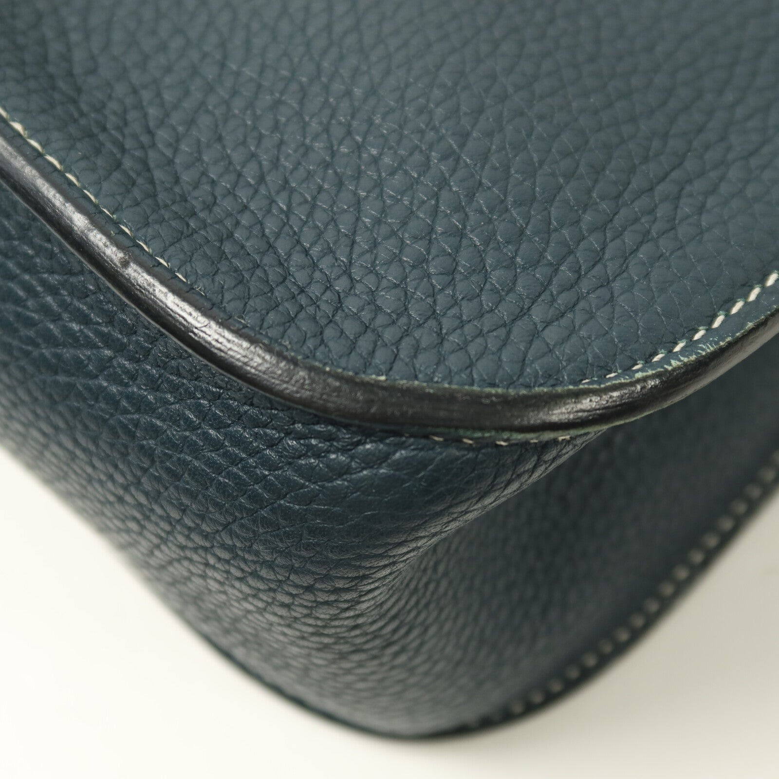 HERMES Clemence皮革Halzan 31金扣手挽肩背兩用袋Vert Cypres